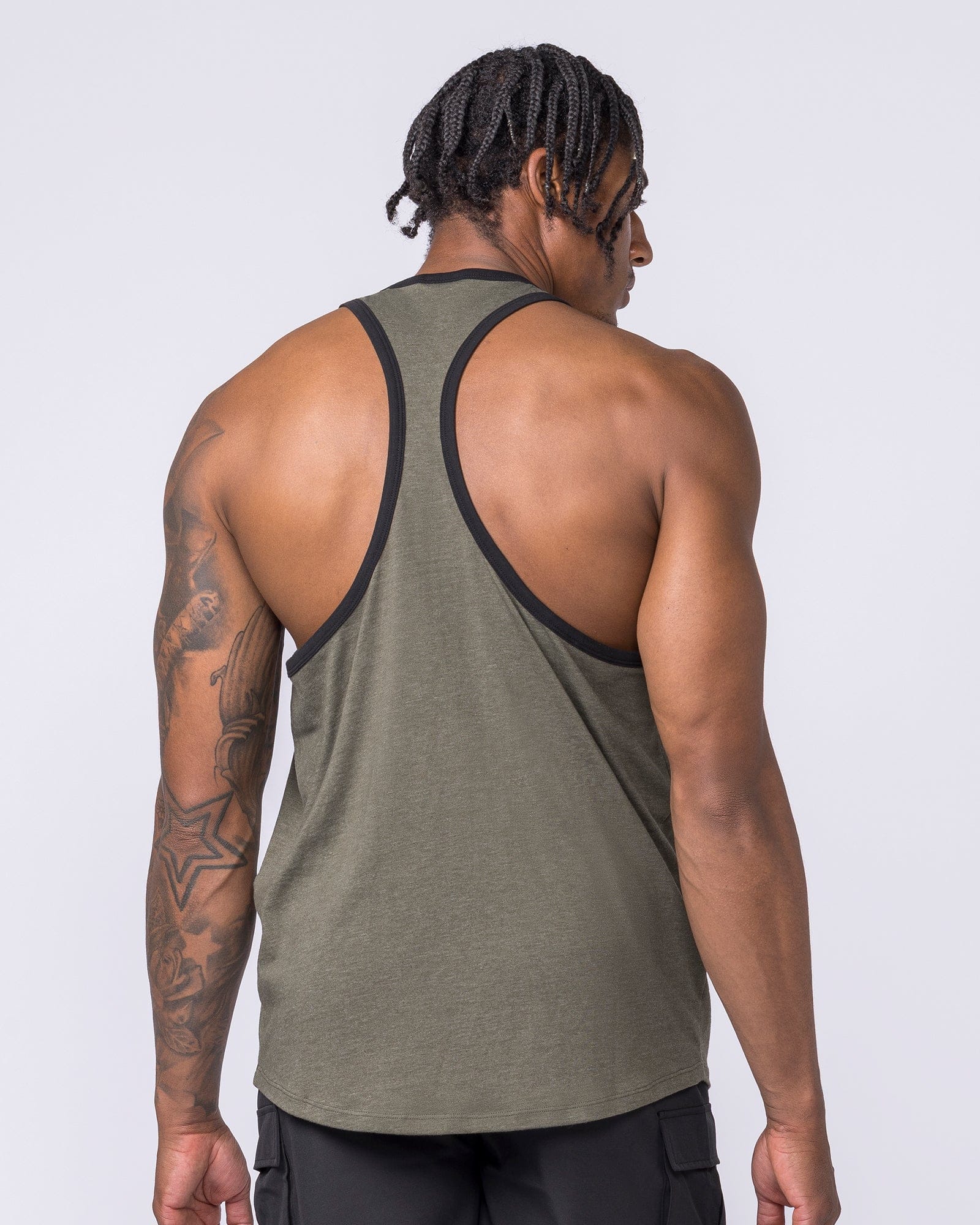 Muscle Nation Singlets & Tanks Striker Y Back Singlet - Dark Khaki Marl