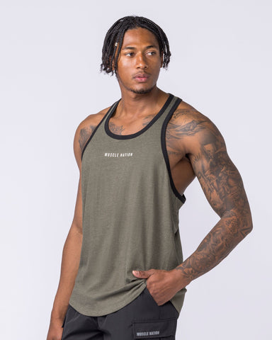 Muscle Nation Singlets & Tanks Striker Y Back Singlet - Dark Khaki Marl