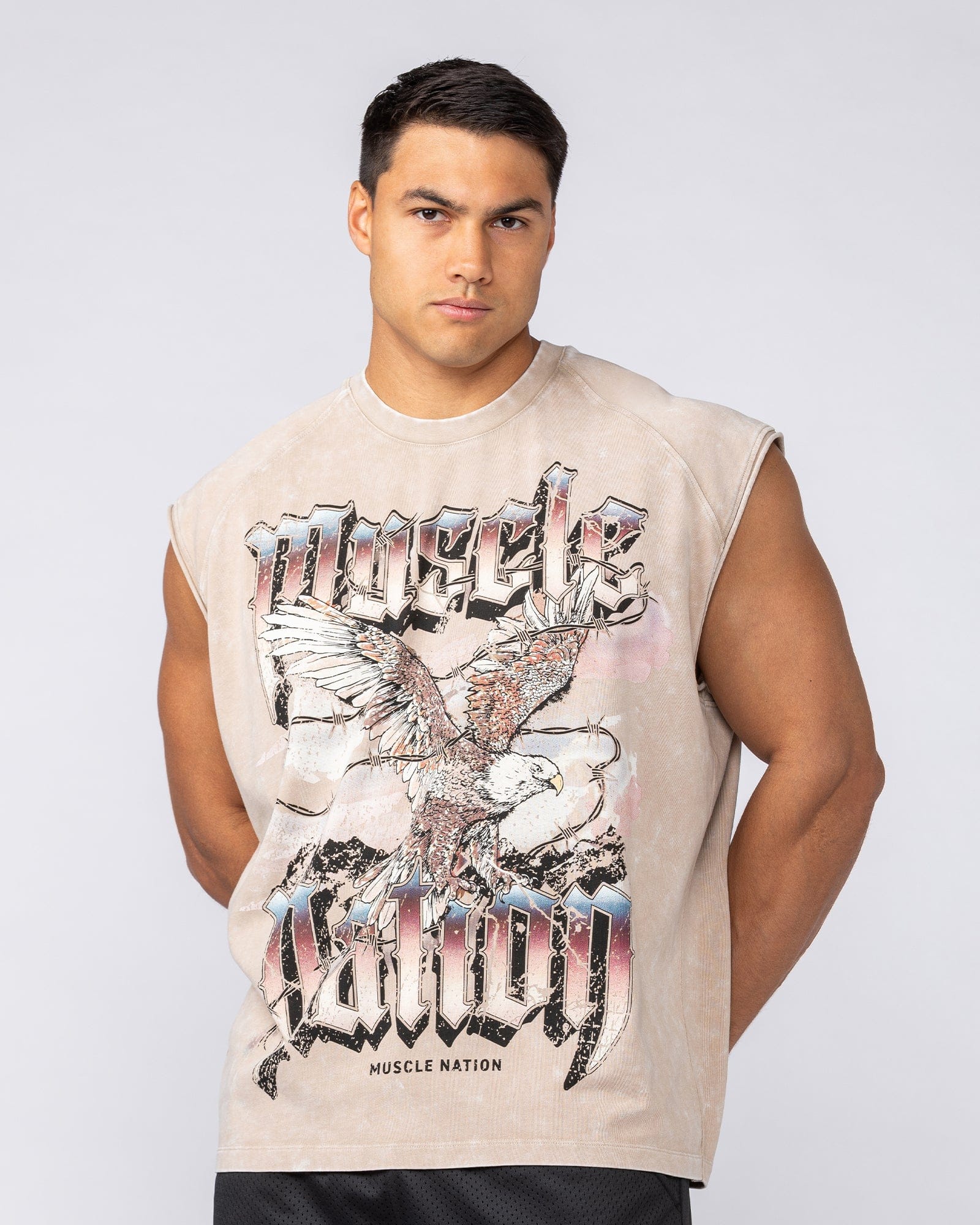 Muscle Nation Singlets & Tanks Take Flight Vintage Boxy Muscle Tank - Washed Beige