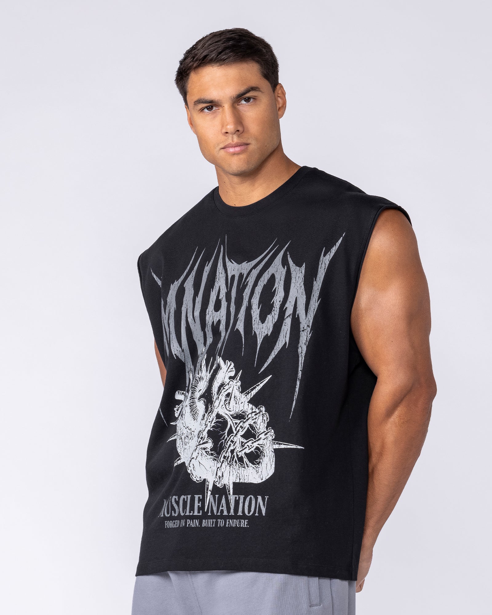 Muscle Nation Singlets & Tanks Unchained Boxy Muscle Tank - Black