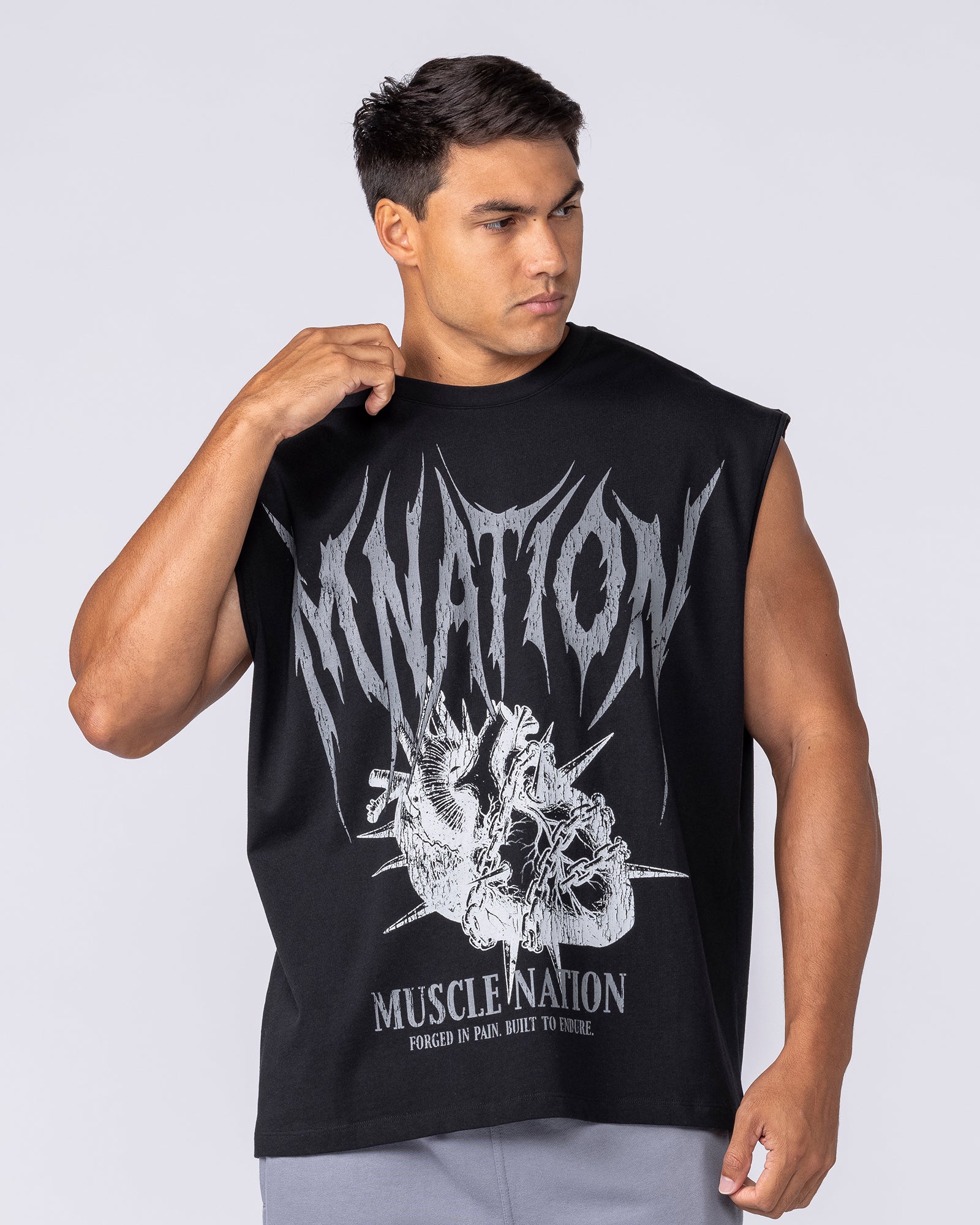 Muscle Nation Singlets & Tanks Unchained Boxy Muscle Tank - Black