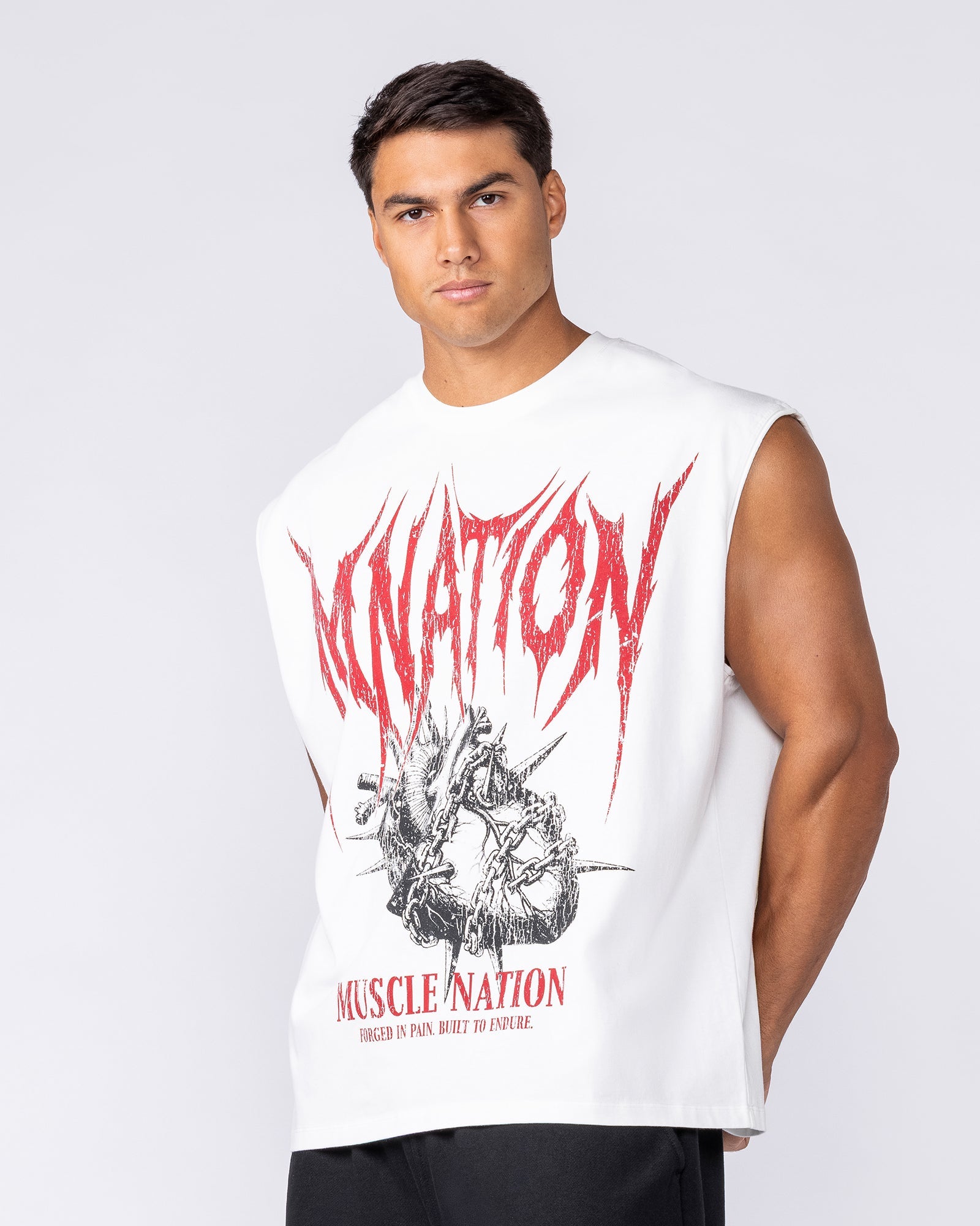 Muscle Nation Singlets & Tanks Unchained Boxy Muscle Tank - White