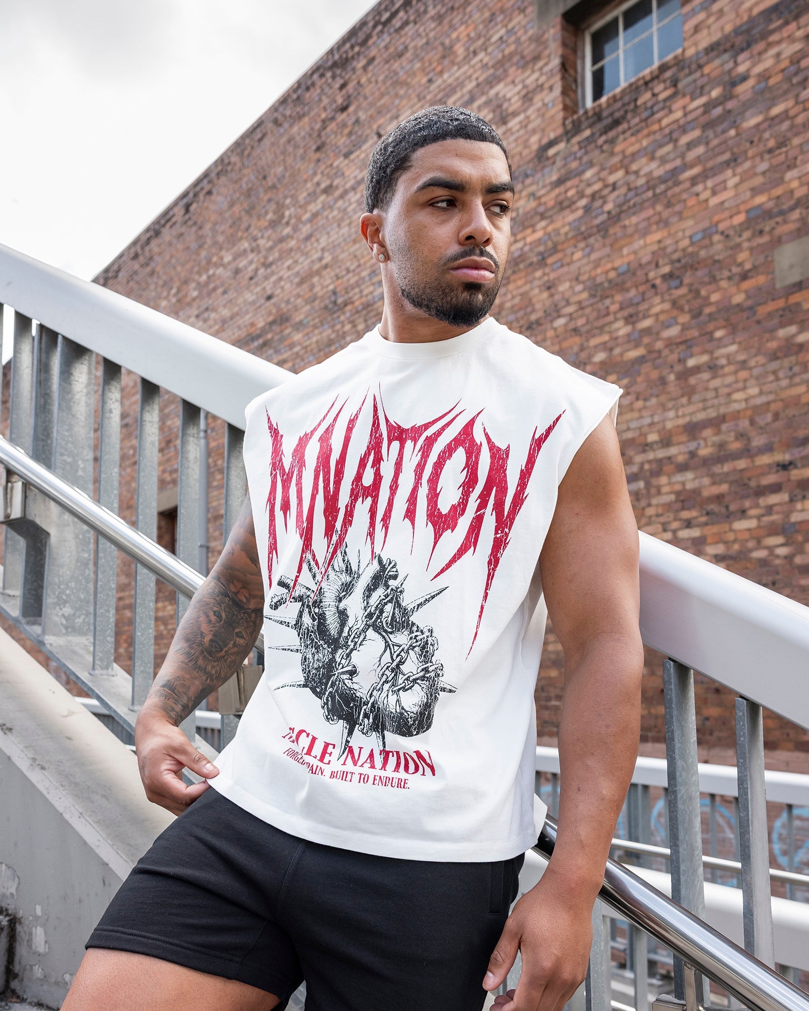 Muscle Nation Singlets & Tanks Unchained Boxy Muscle Tank - White