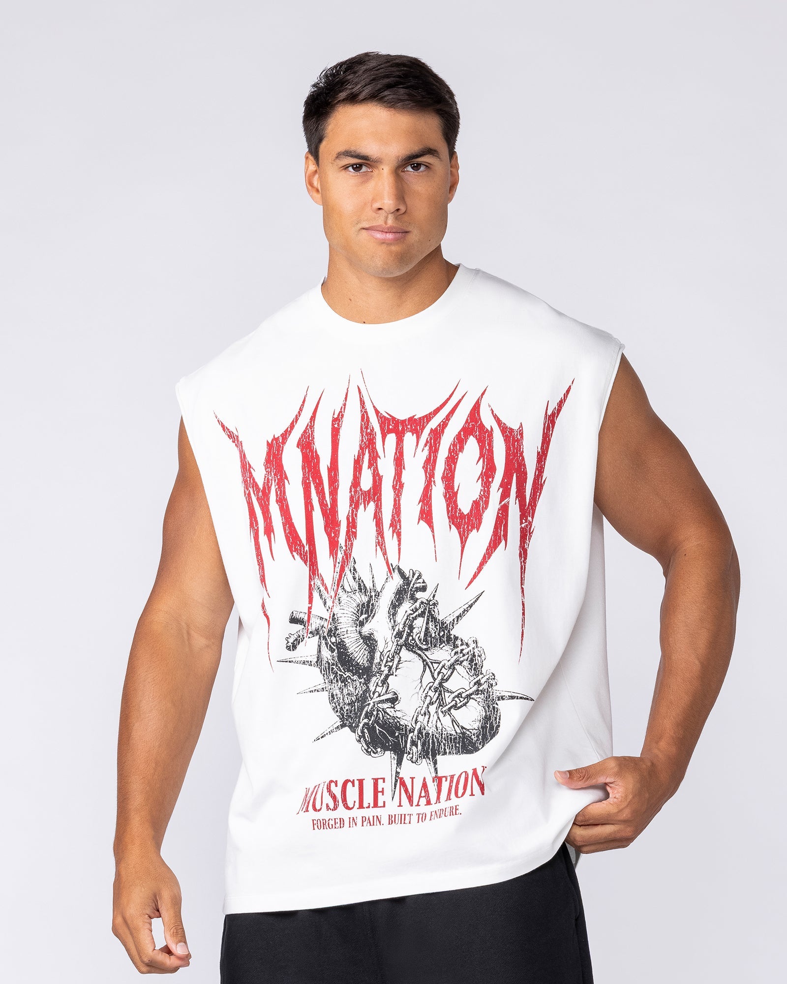 Muscle Nation Singlets & Tanks Unchained Boxy Muscle Tank - White