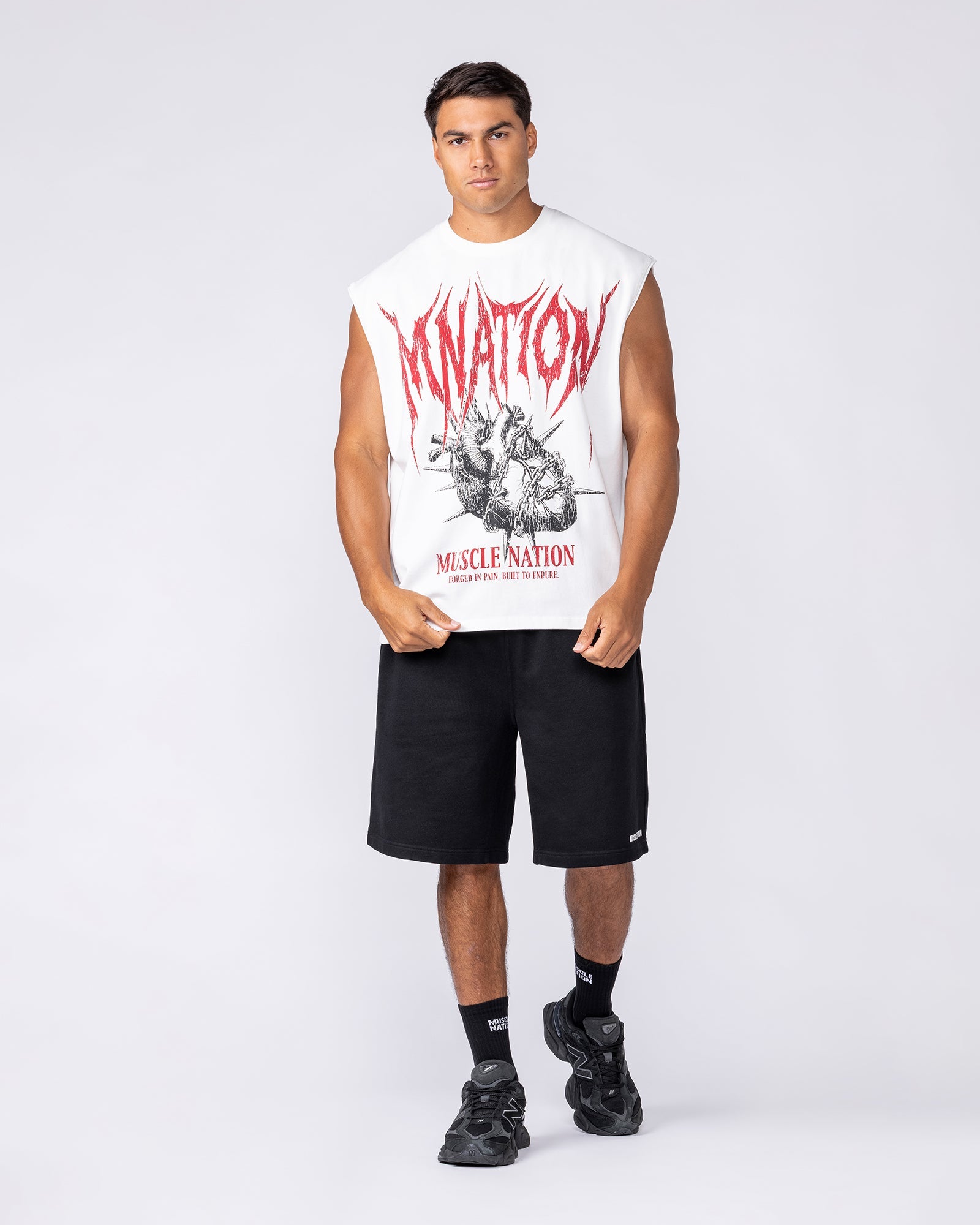 Muscle Nation Singlets & Tanks Unchained Boxy Muscle Tank - White