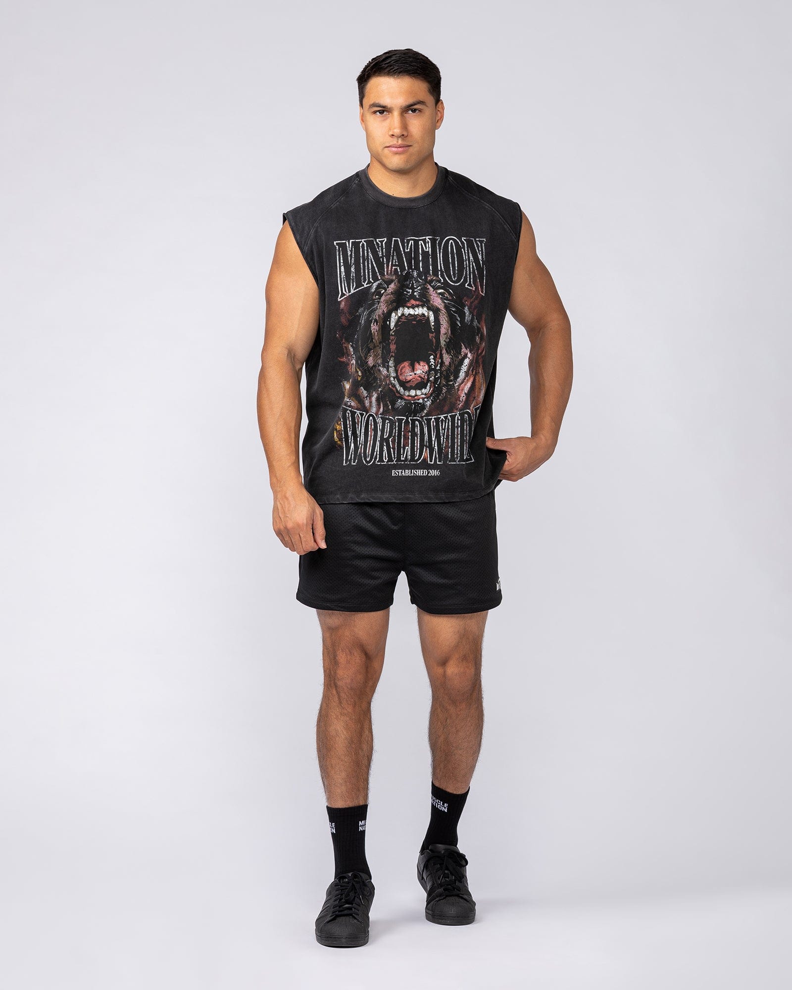 Muscle Nation Singlets & Tanks Unleashed Oversized Vintage Boxy Muscle Tank - Washed Black