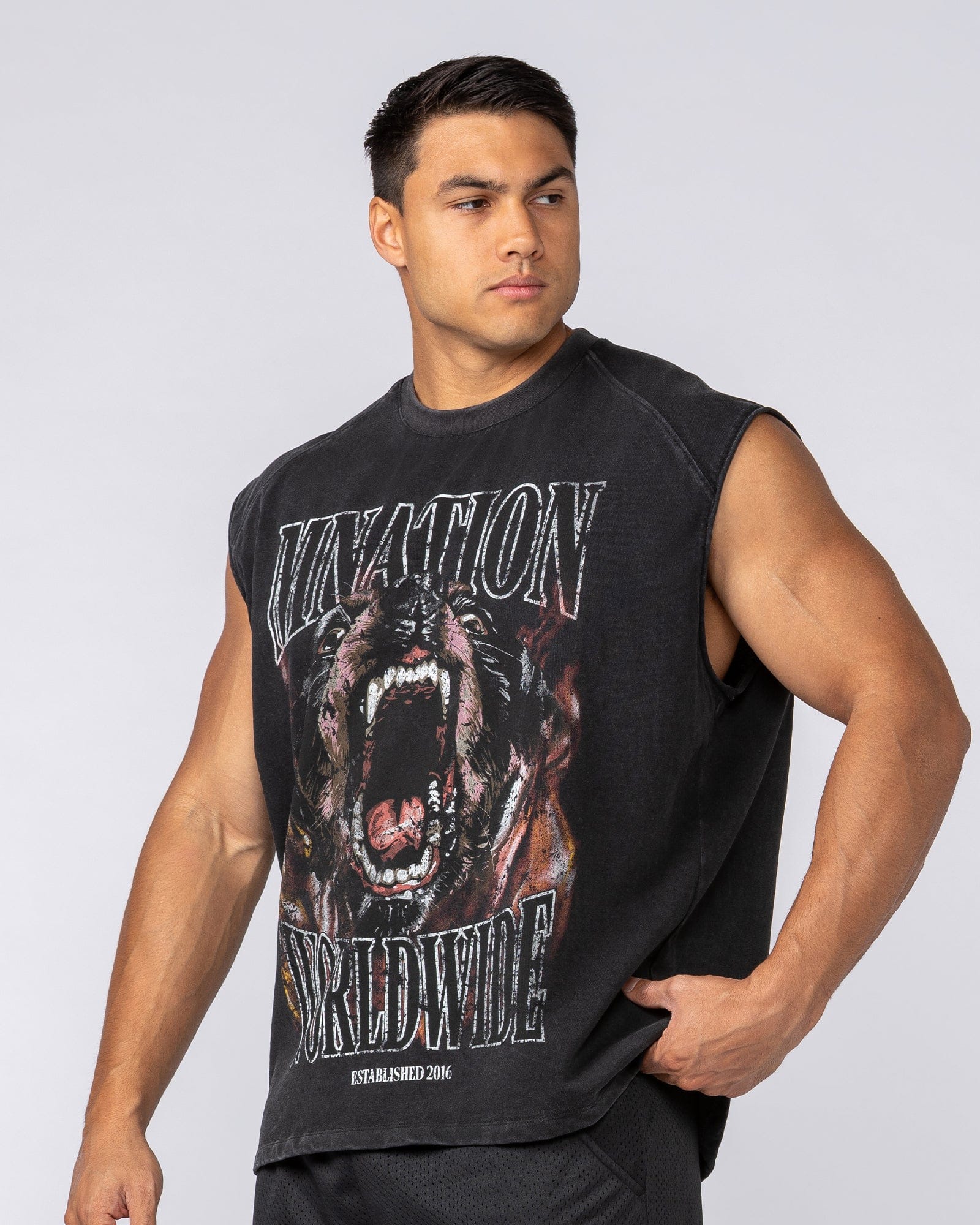 Muscle Nation Singlets & Tanks Unleashed Oversized Vintage Boxy Muscle Tank - Washed Black