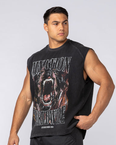 Muscle Nation Singlets & Tanks Unleashed Oversized Vintage Boxy Muscle Tank - Washed Black