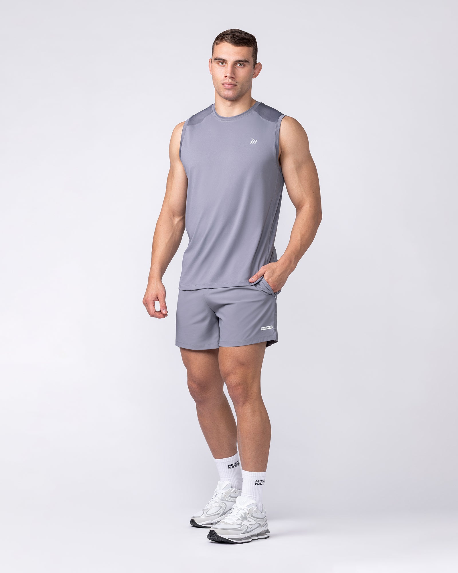 Muscle Nation Singlets & Tanks Ventilation Tank - Cement
