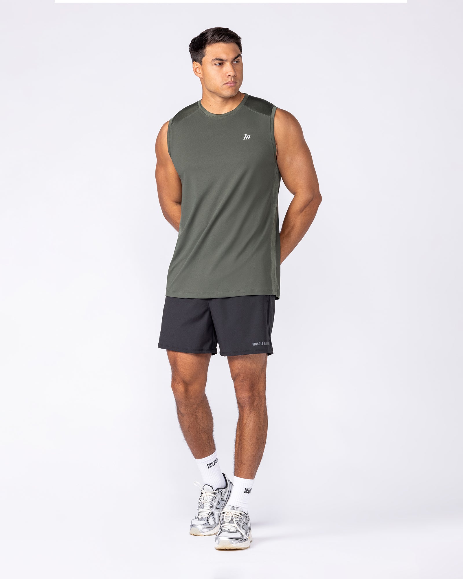Muscle Nation Singlets & Tanks Ventilation Tank - Dark Khaki