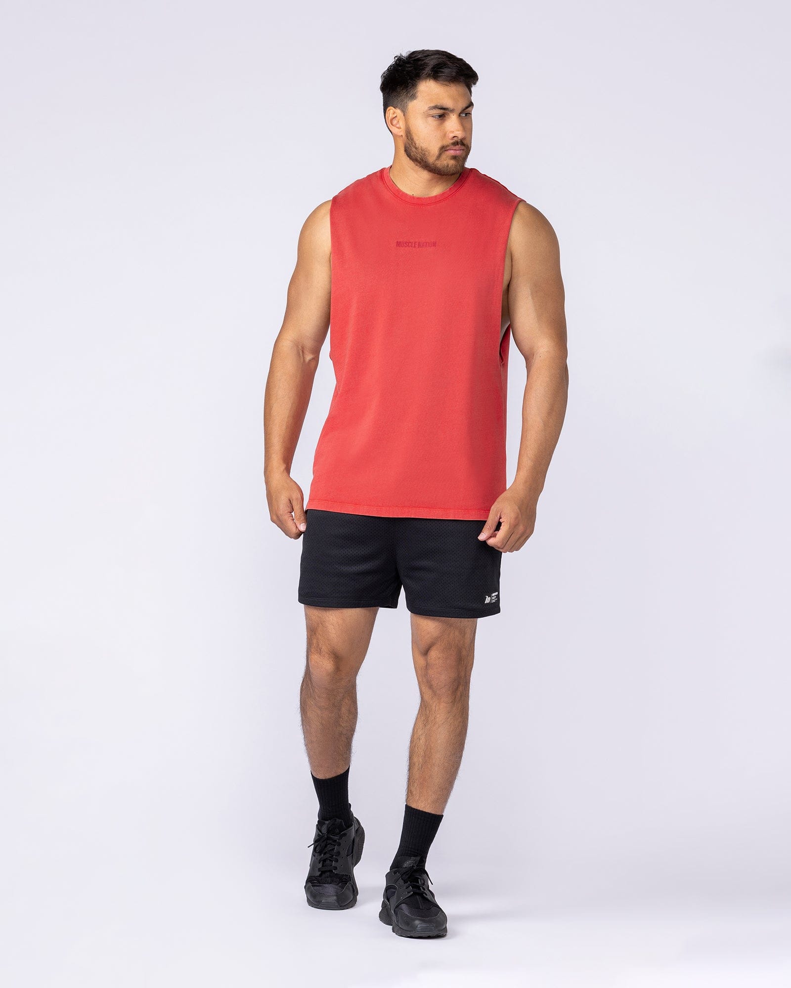 Muscle Nation Singlets & Tanks Vintage Training Drop Arm Tank - Washed Red