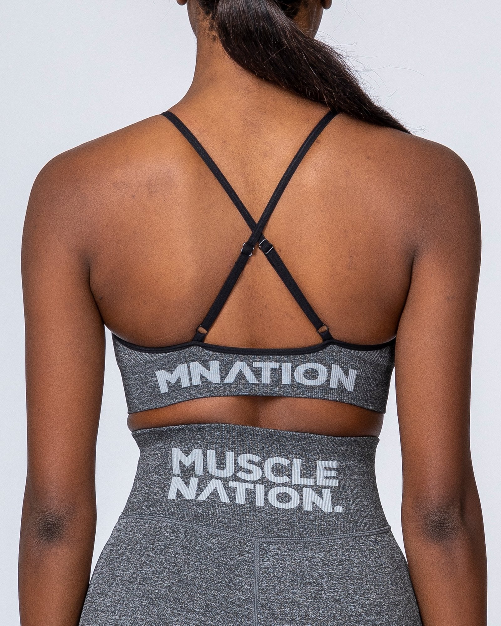 Muscle Nation Sports Bras All Day Strap Seamless Bra - Charcoal Marl