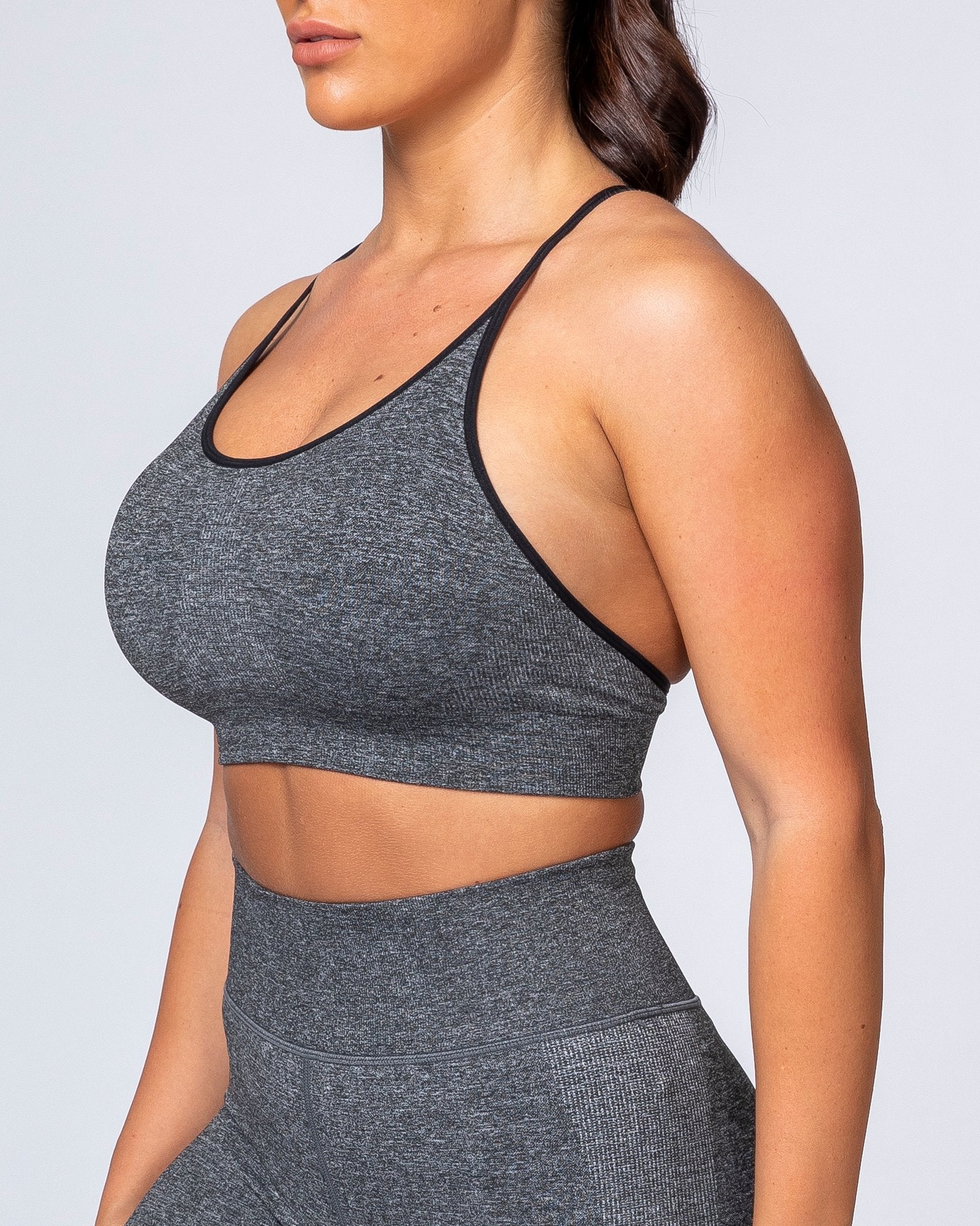 Muscle Nation Sports Bras All Day Strap Seamless Bra - Charcoal Marl