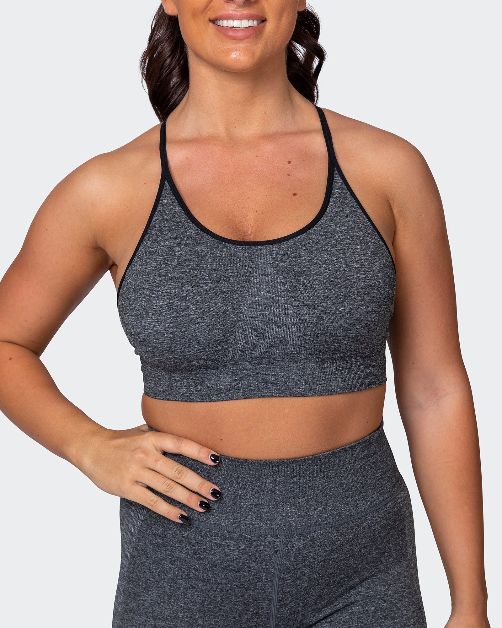Muscle Nation Sports Bras All Day Strap Seamless Bra - Charcoal Marl