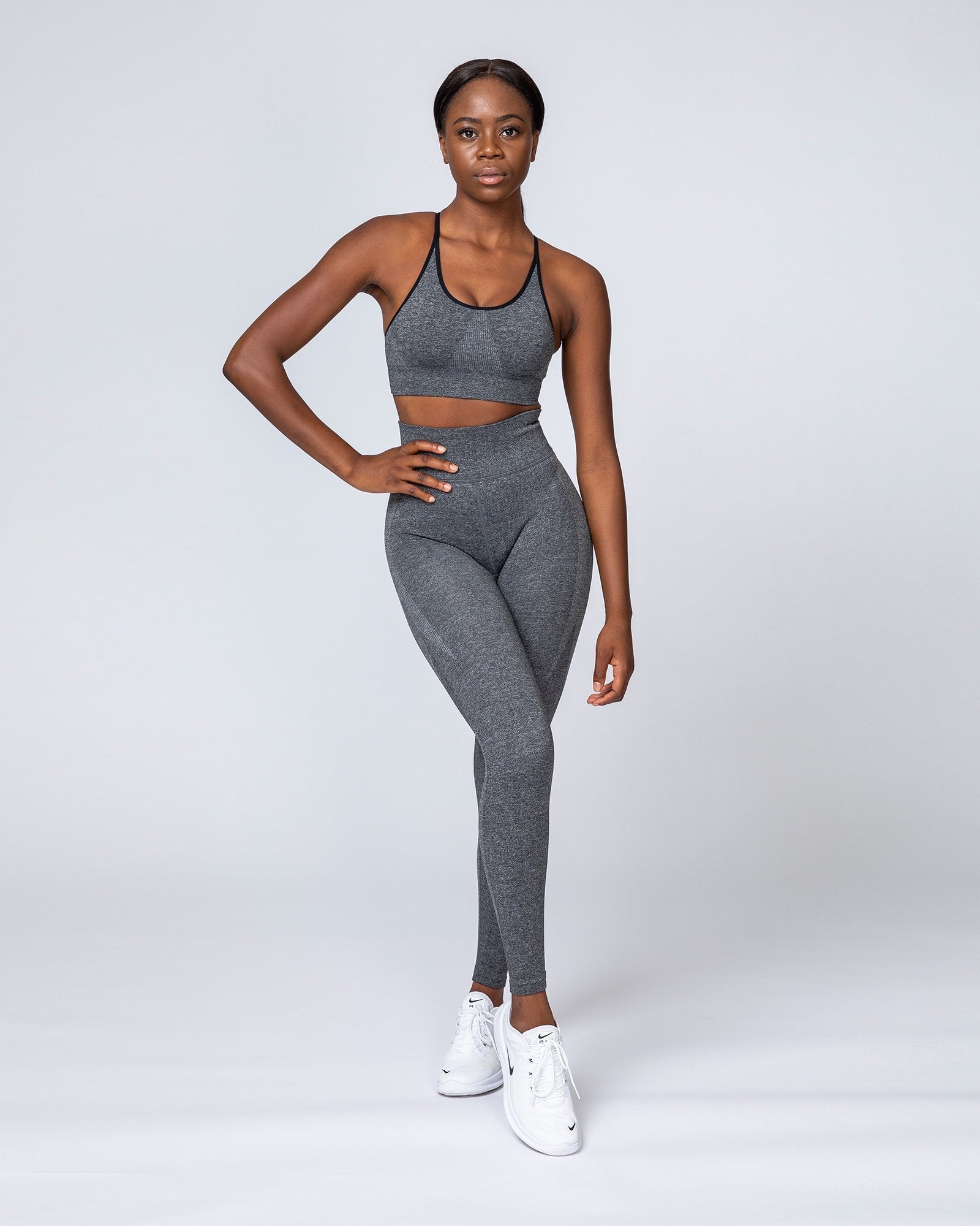 Muscle Nation Sports Bras All Day Strap Seamless Bra - Charcoal Marl