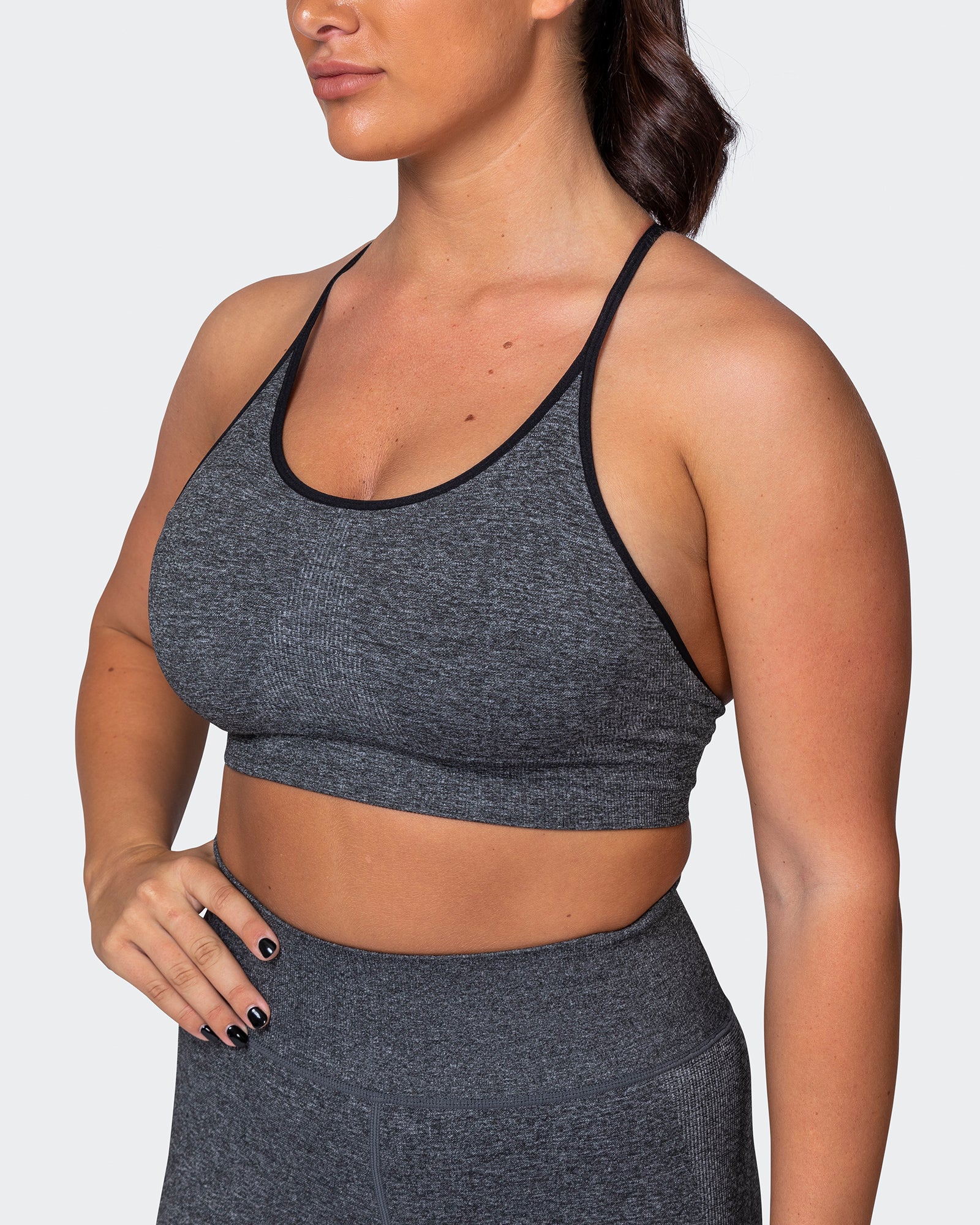 Muscle Nation Sports Bras All Day Strap Seamless Bra - Charcoal Marl