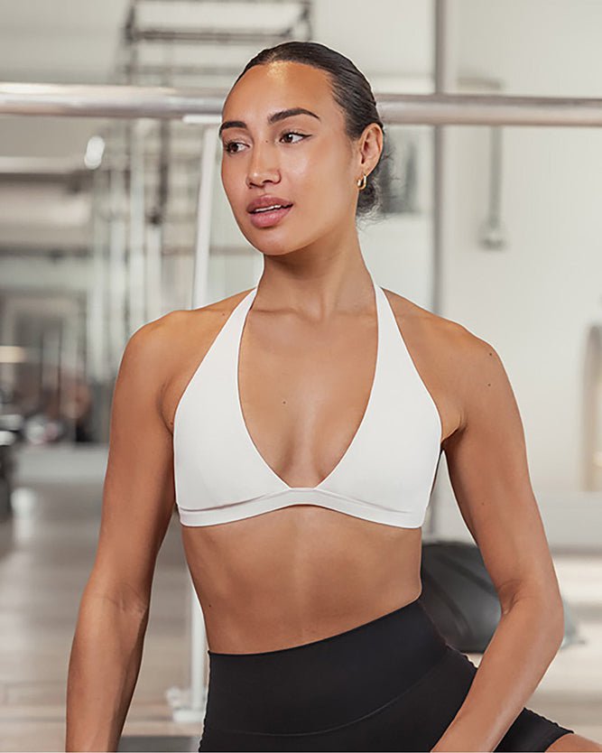 Muscle Nation Sports Bras Aura Halter Bralette - White