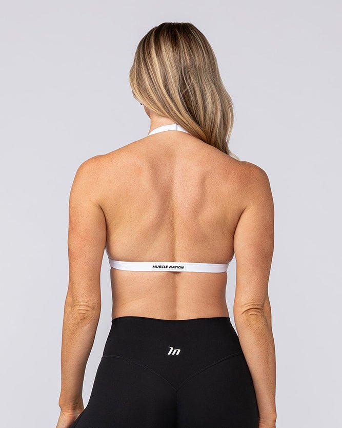 Muscle Nation Sports Bras Aura Halter Bralette - White