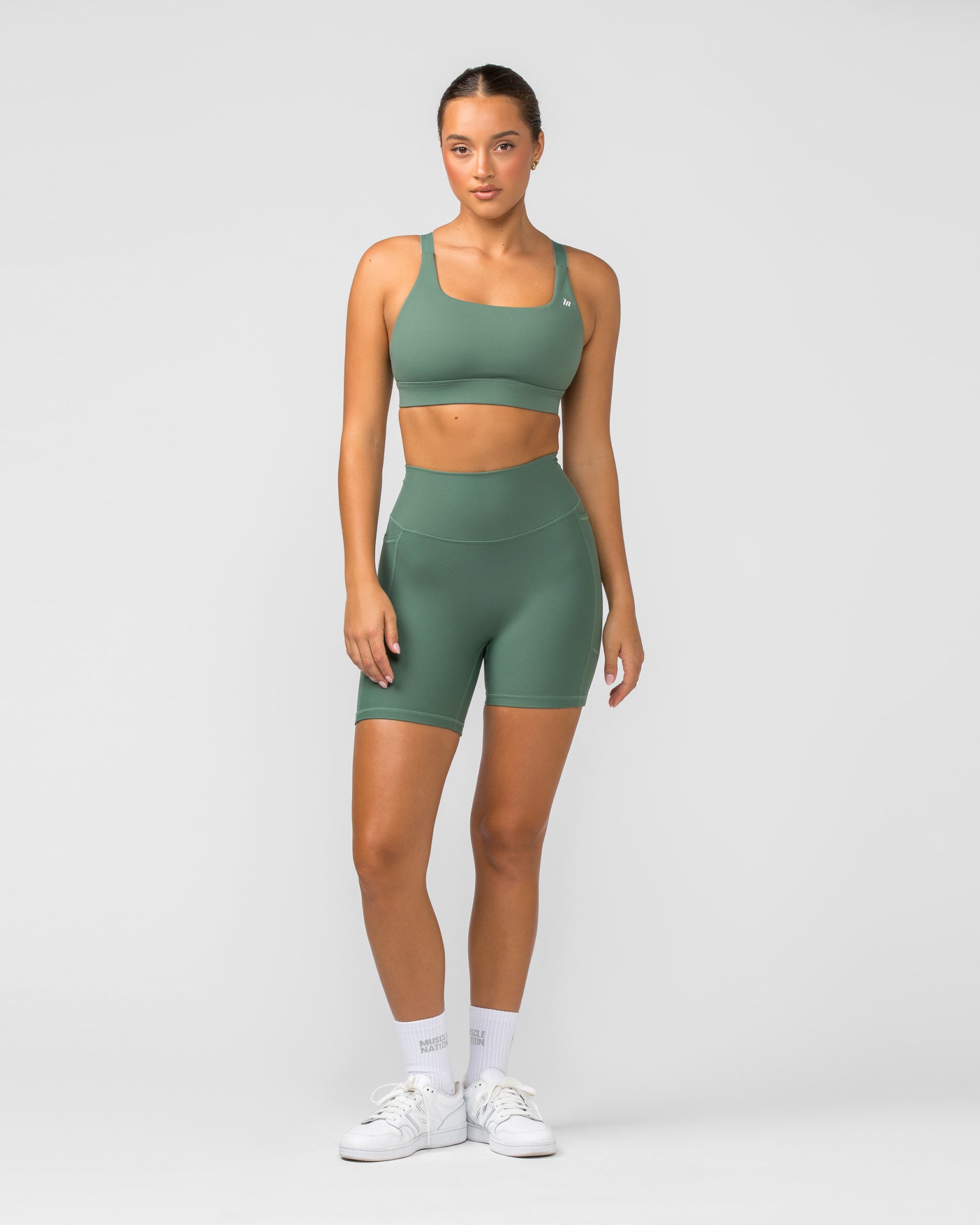 Muscle Nation Sports Bras Base Bra - Mineral Green