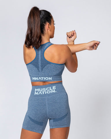 Muscle Nation Sports Bras Comfort Seamless Bra - Navy Marl