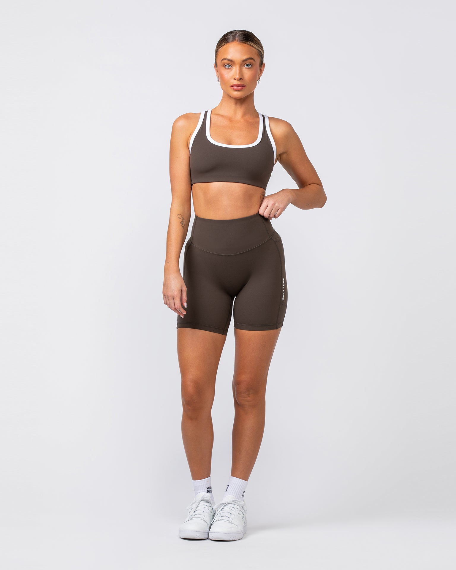 Muscle Nation Sports Bras Contrast Bralette - Deep Brown