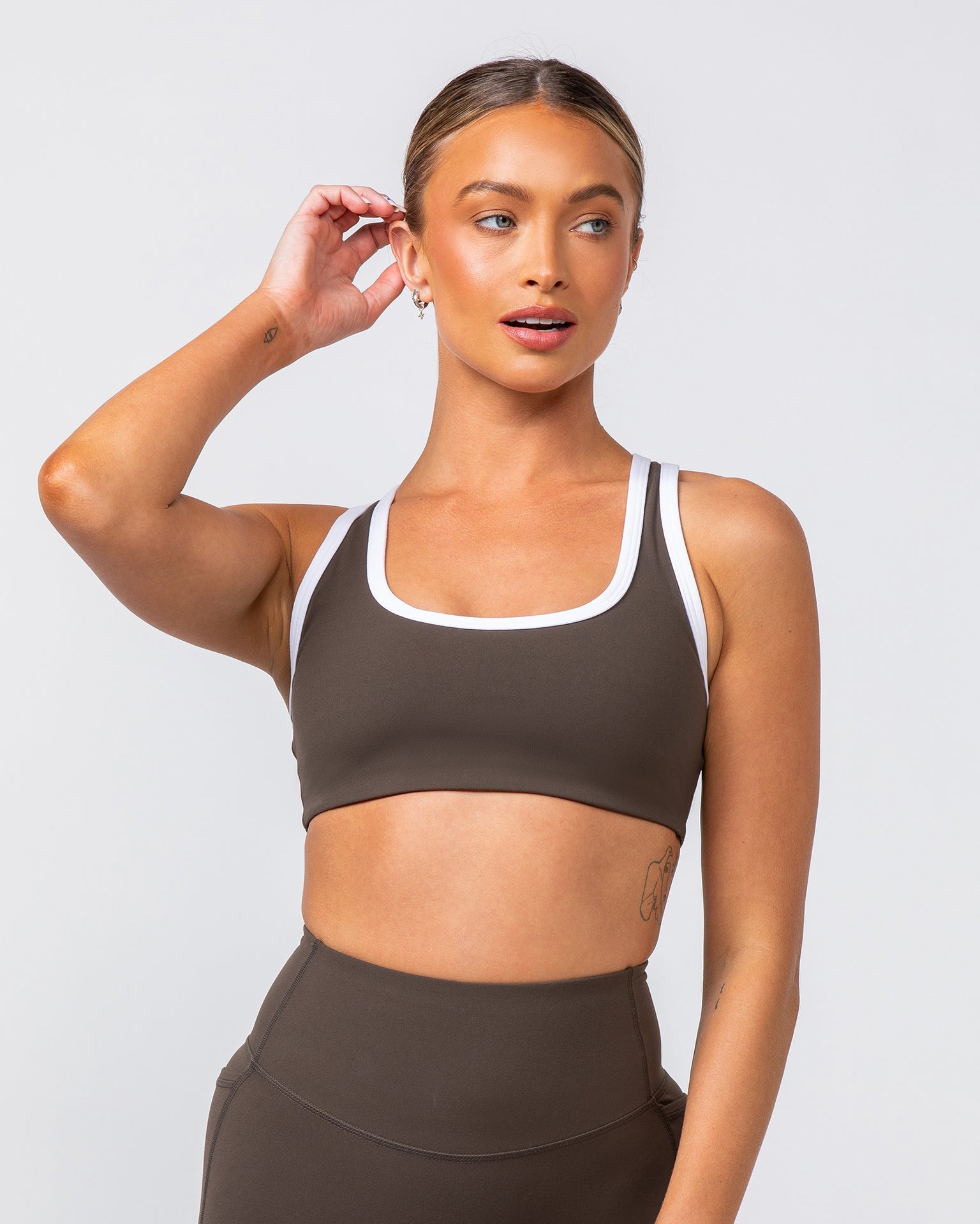 Muscle Nation Sports Bras Contrast Bralette - Deep Brown