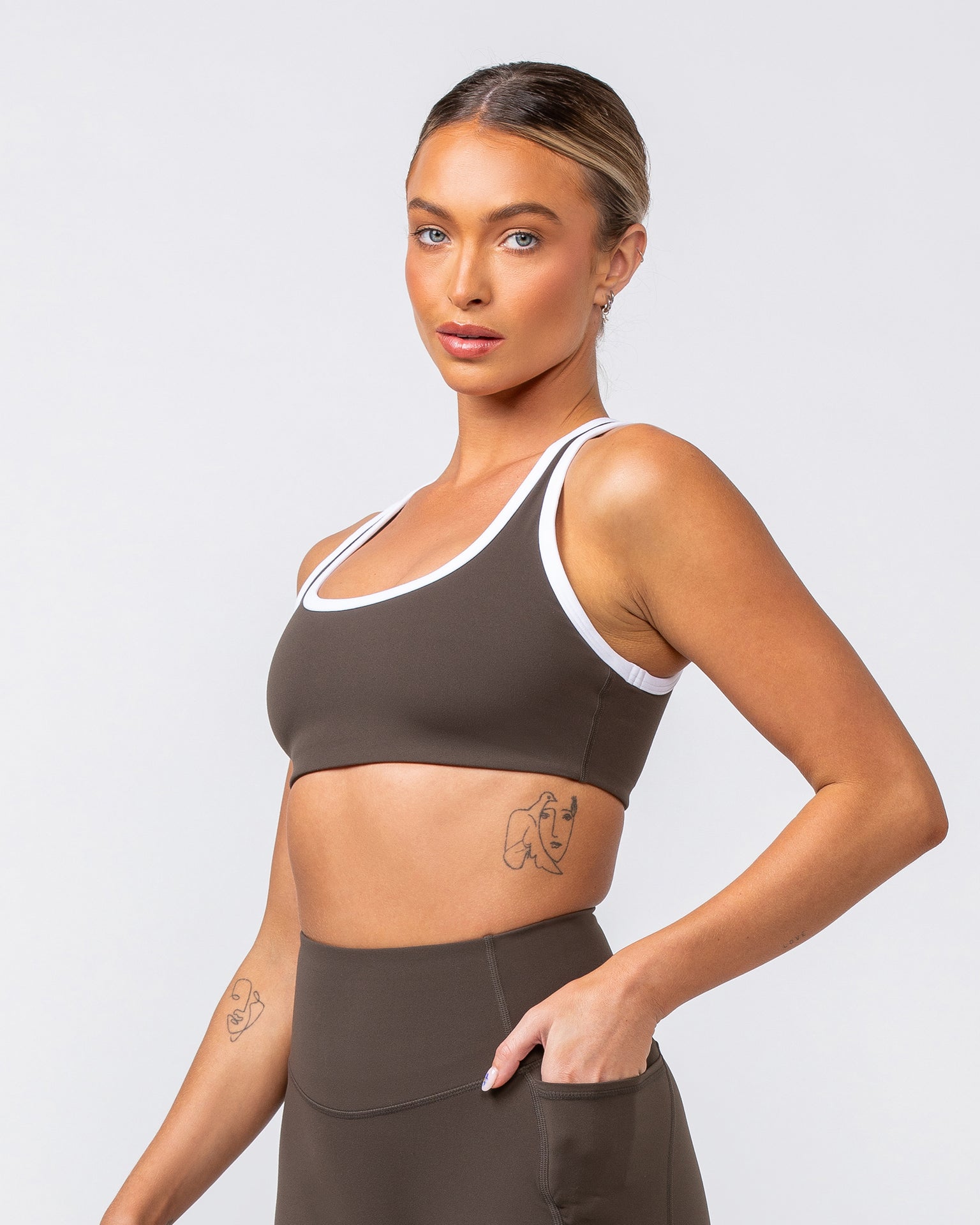 Muscle Nation Sports Bras Contrast Bralette - Deep Brown