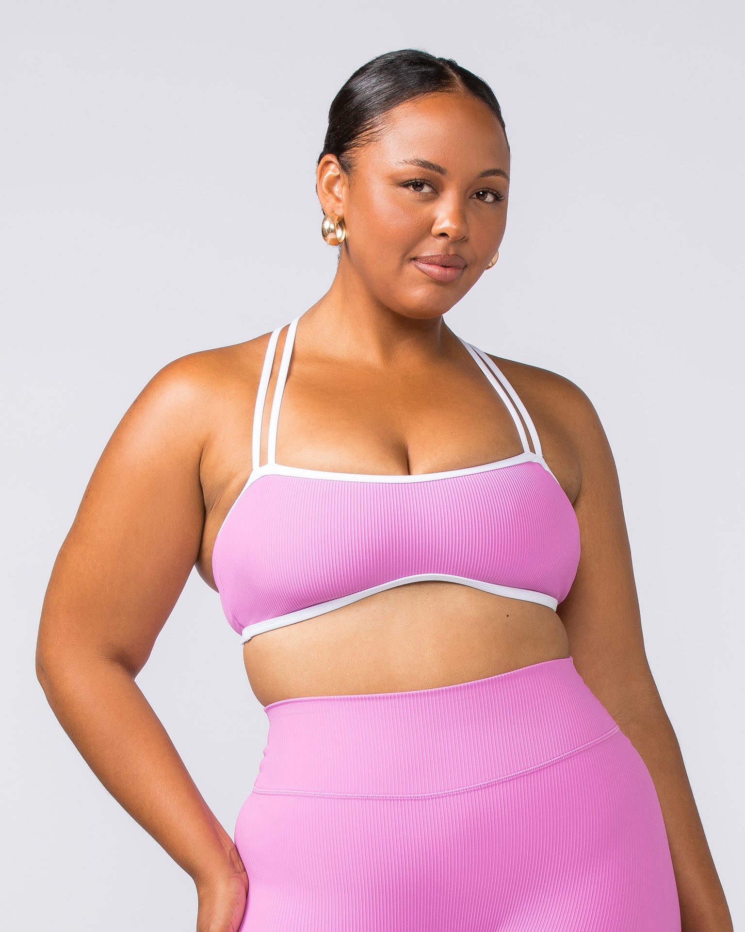 Muscle Nation Sports Bras Copy of Curves Rib Bralette - Sunset Coral