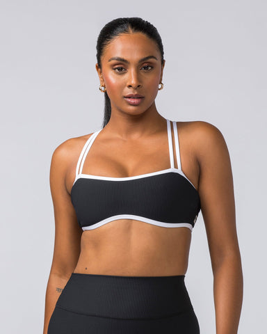 Muscle Nation Sports Bras Curves Rib Bralette - Black / White