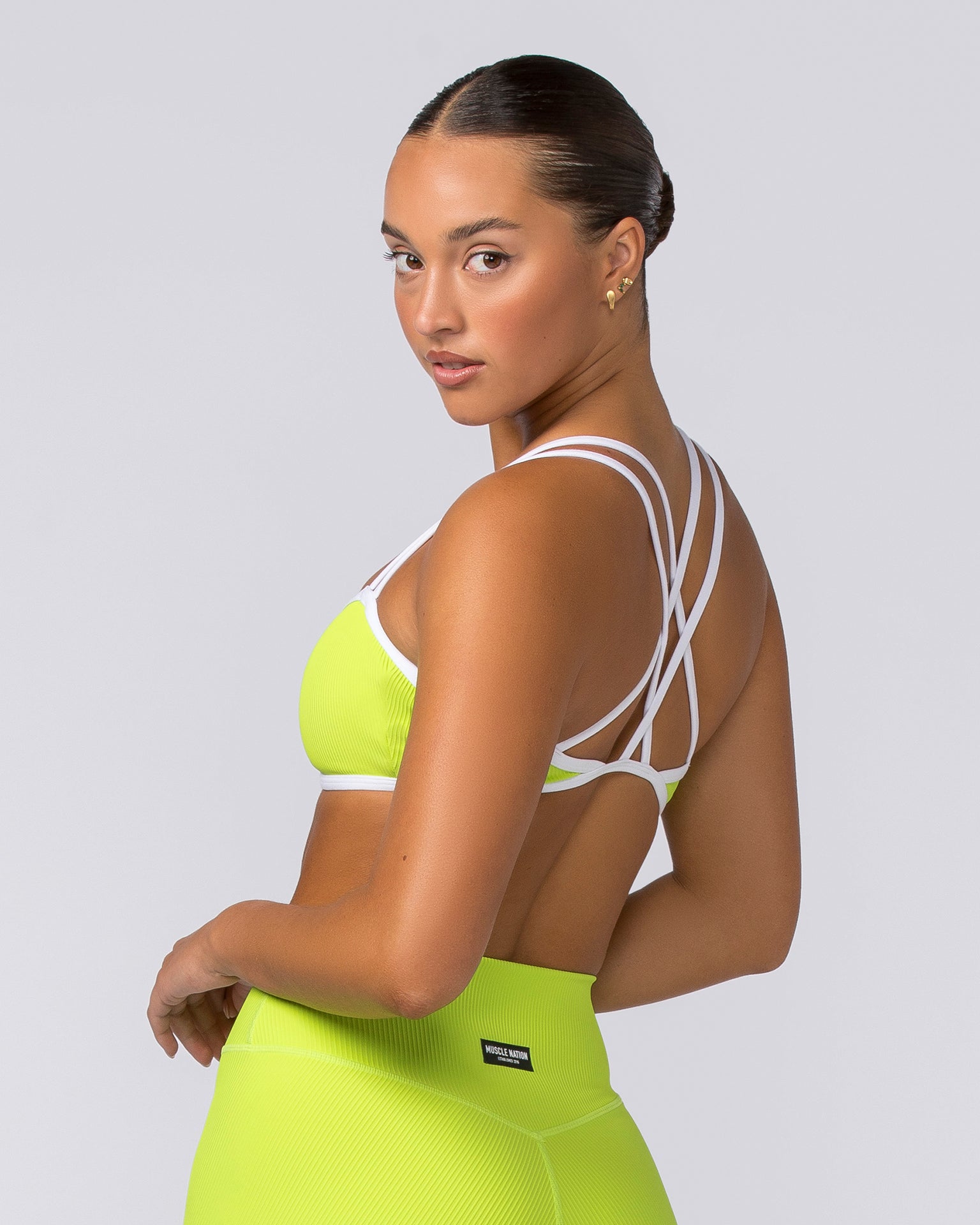 Muscle Nation Sports Bras Curves Rib Bralette - Cyber Lime