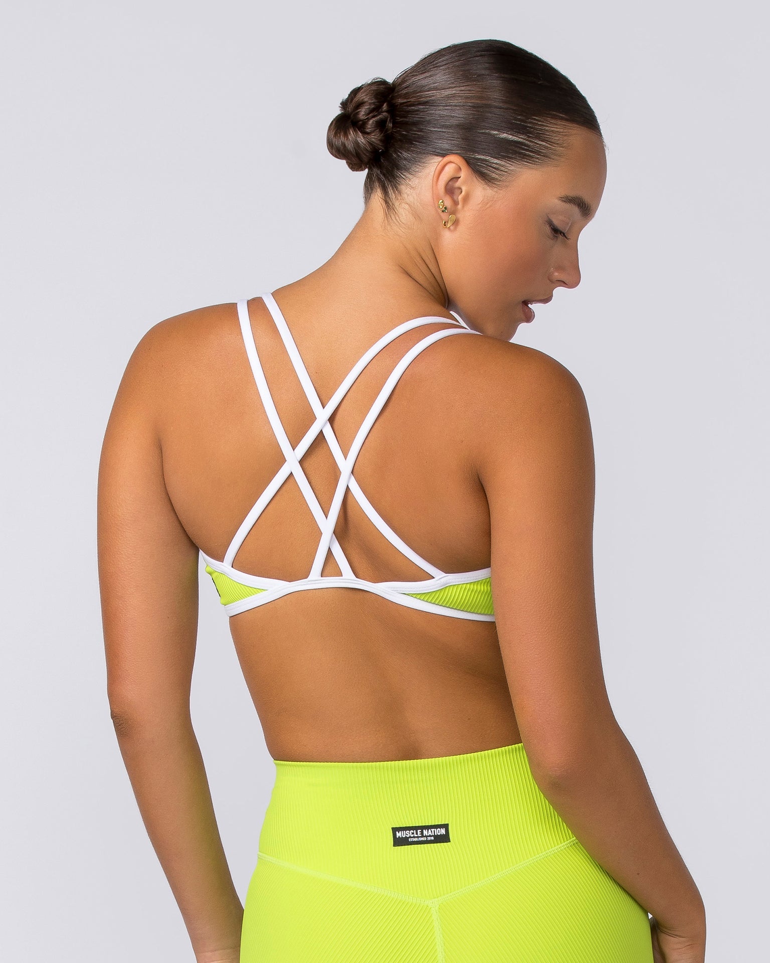 Muscle Nation Sports Bras Curves Rib Bralette - Cyber Lime