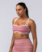 Muscle Nation Sports Bras Curves Rib Bralette - Sunset Coral Stripe Print