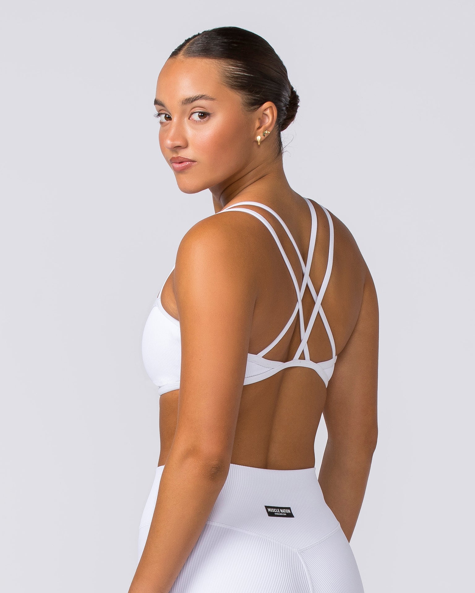 Muscle Nation Sports Bras Curves Rib Bralette - White
