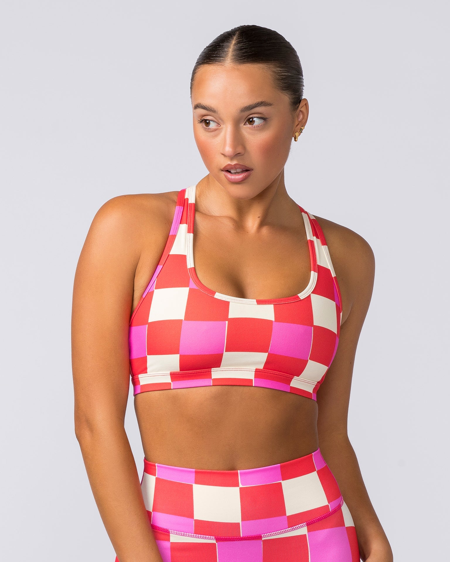 Muscle Nation Sports Bras Drew Bra - Abstract Check Print