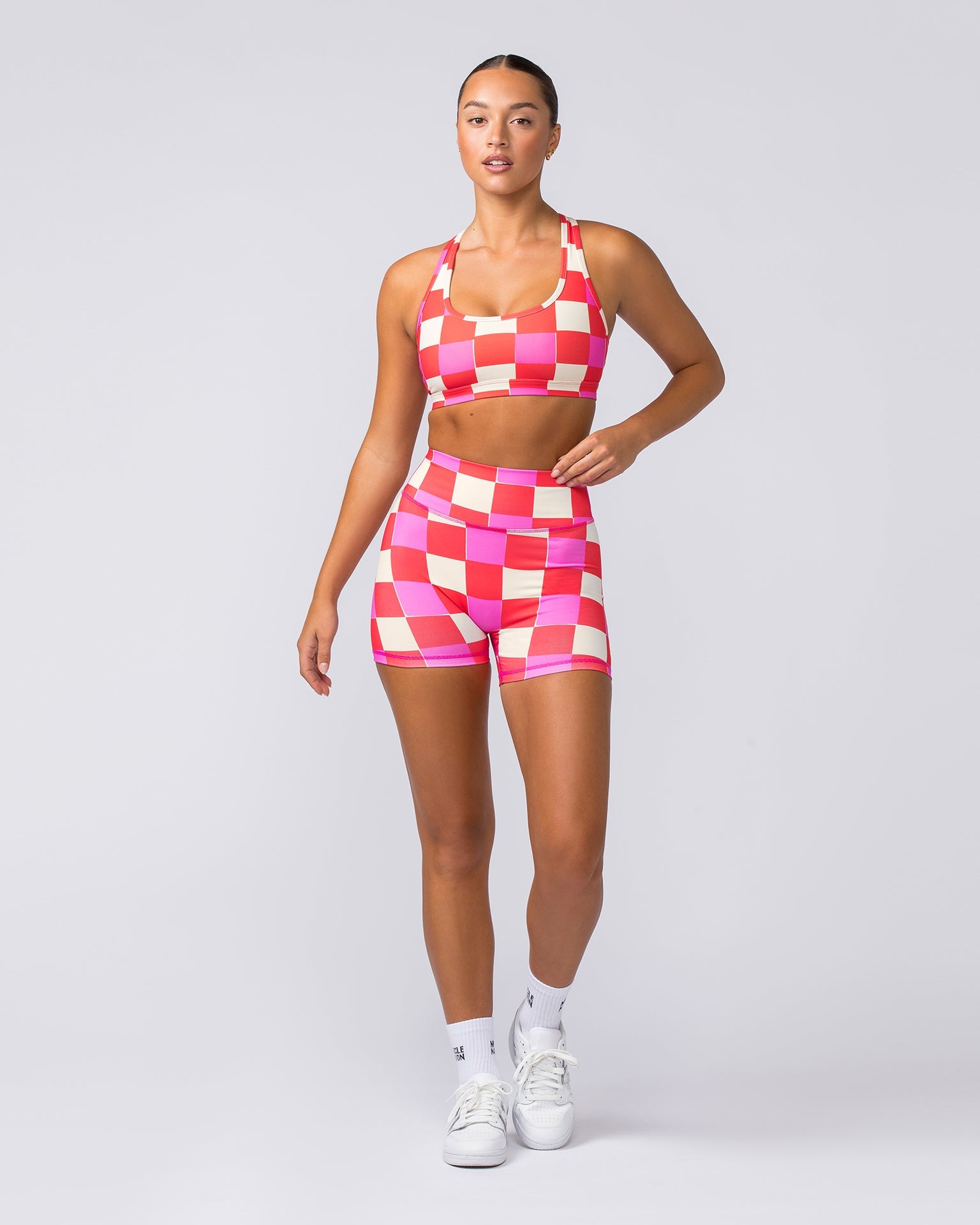 Muscle Nation Sports Bras Drew Bra - Abstract Check Print