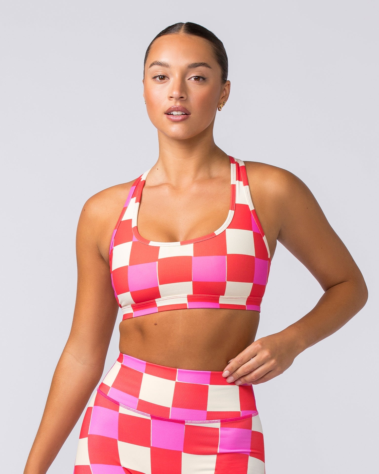 Muscle Nation Sports Bras Drew Bra - Abstract Check Print