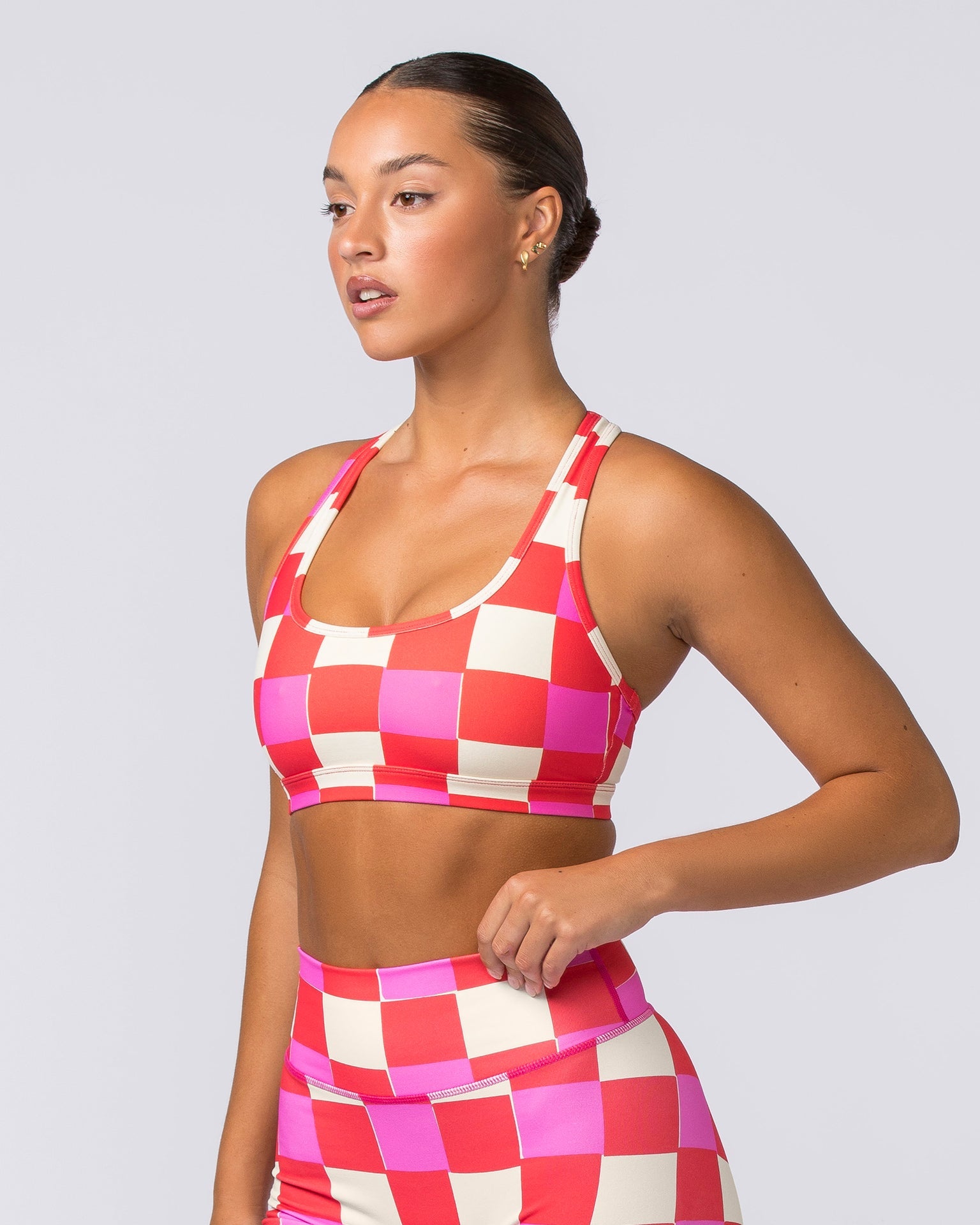 Muscle Nation Sports Bras Drew Bra - Abstract Check Print