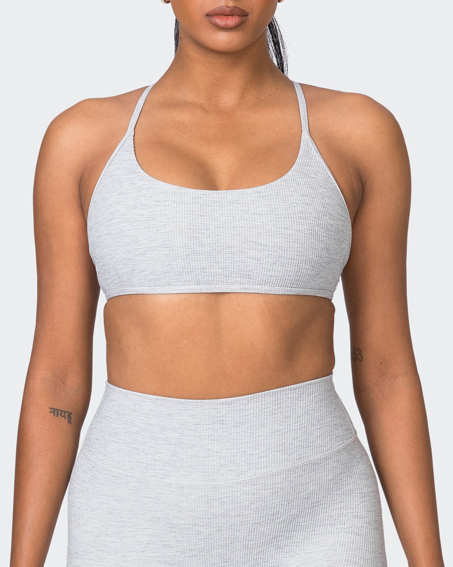 Muscle Nation Sports Bras Essence Rib Bralette - Quiet Grey Marl
