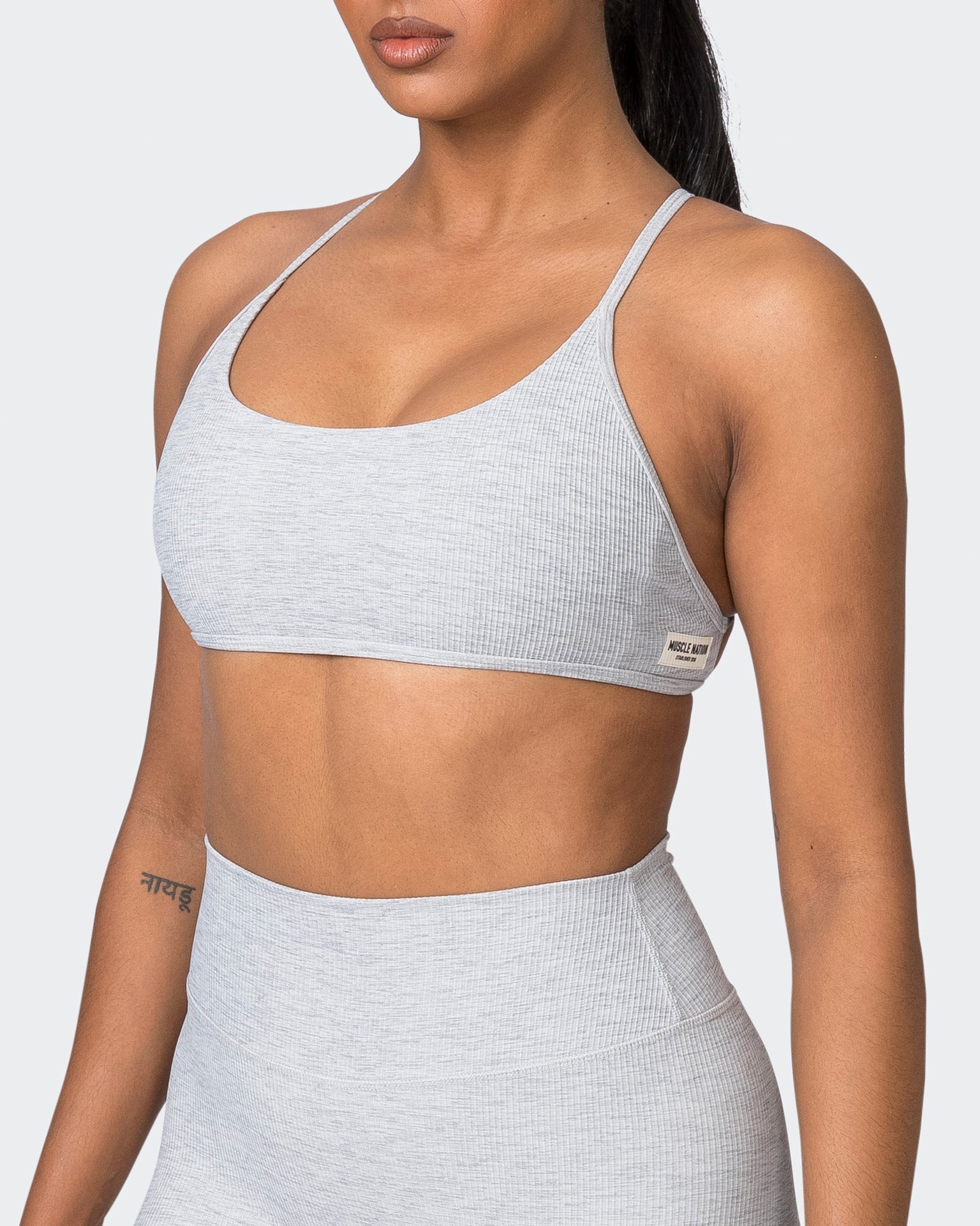 Muscle Nation Sports Bras Essence Rib Bralette - Quiet Grey Marl