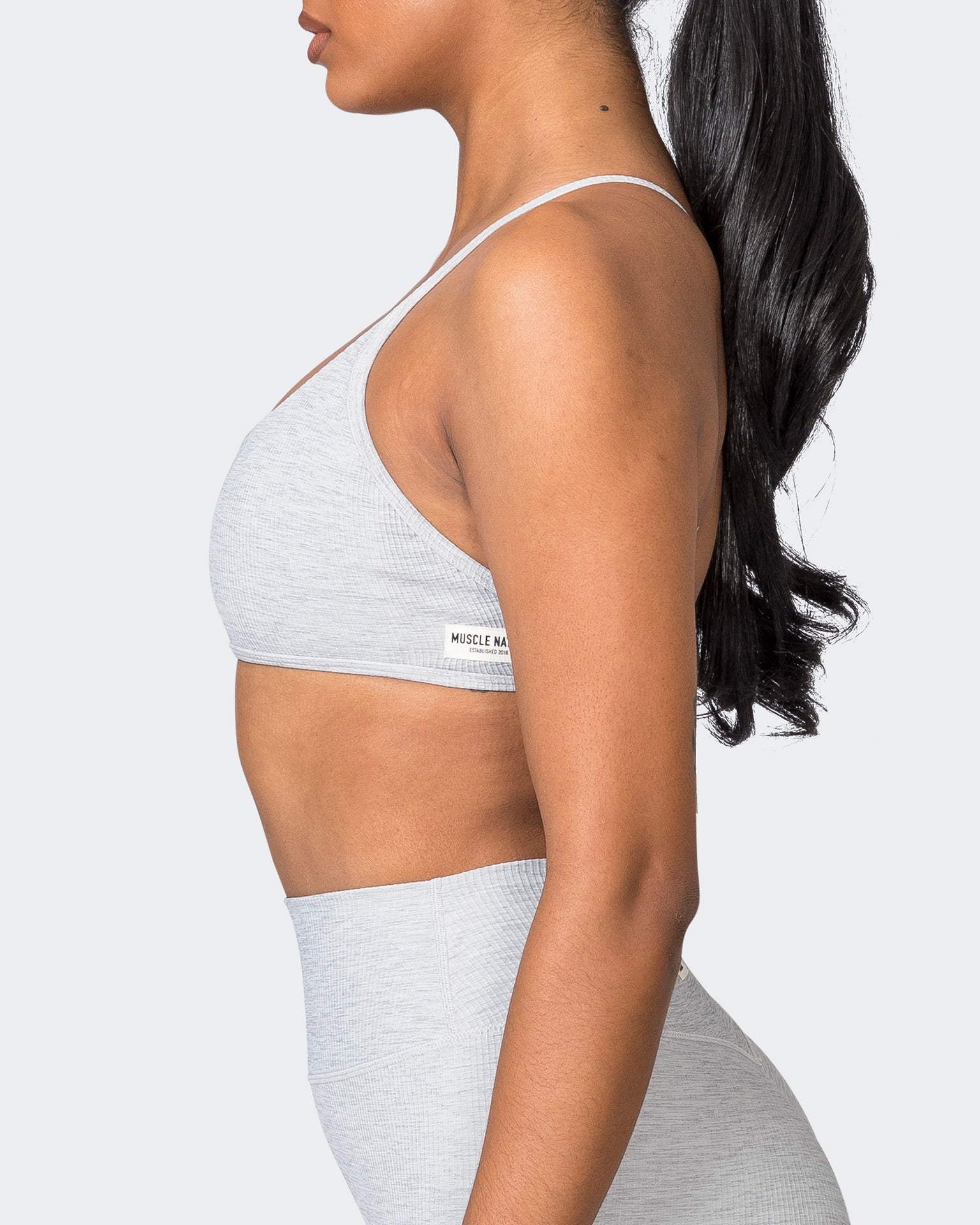 Muscle Nation Sports Bras Essence Rib Bralette - Quiet Grey Marl