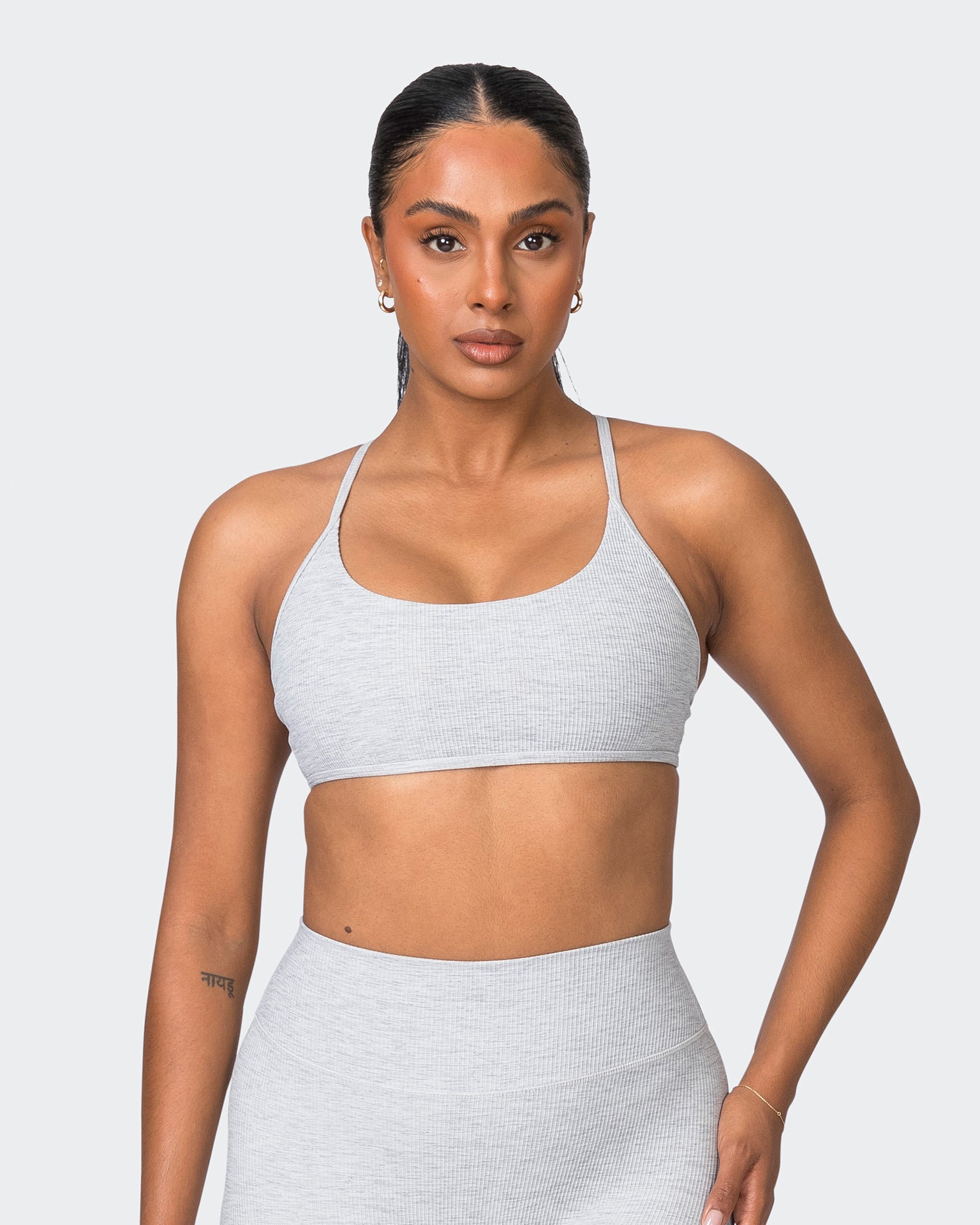 Muscle Nation Sports Bras Essence Rib Bralette - Quiet Grey Marl