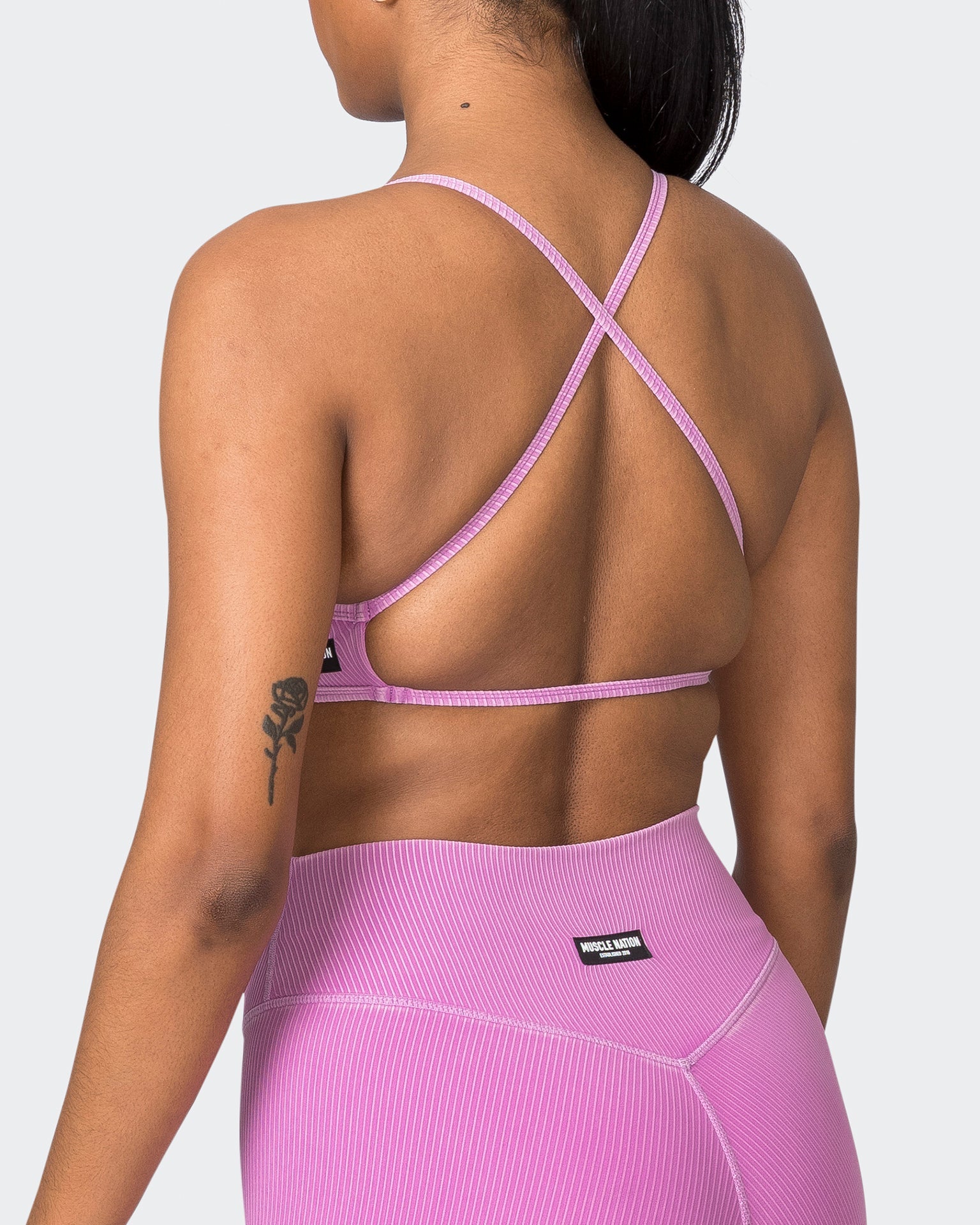 Muscle Nation Sports Bras Essence Vintage Rib Bralette - Washed Dahlia