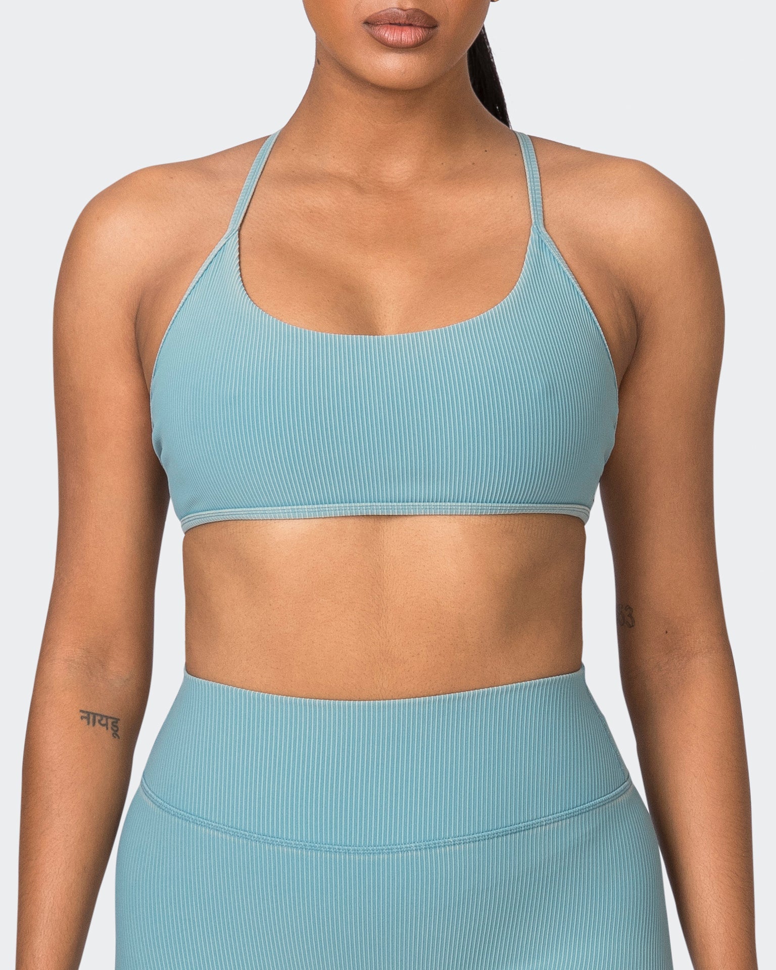 Muscle Nation Sports Bras Essence Vintage Rib Bralette - Washed Harbour