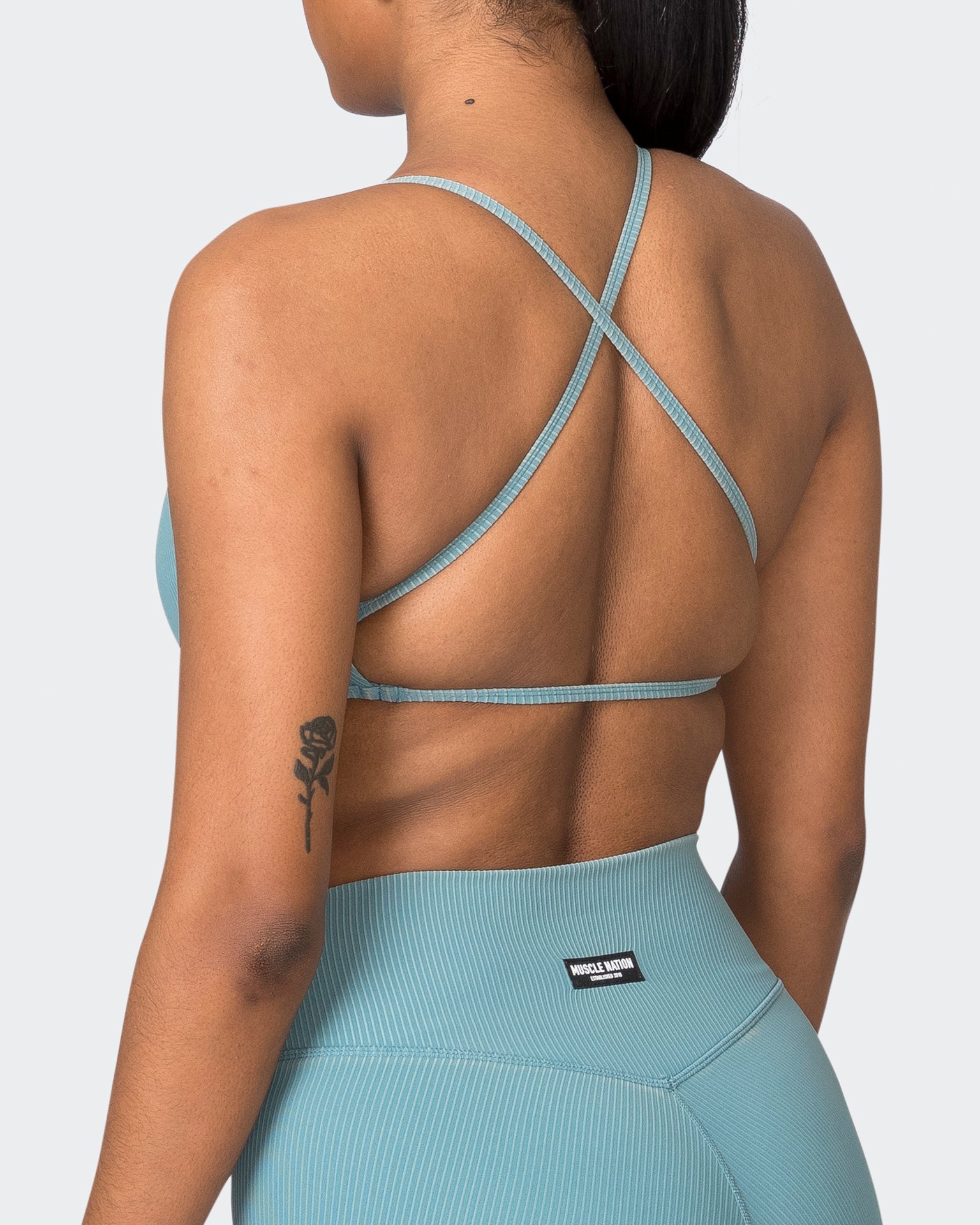 Muscle Nation Sports Bras Essence Vintage Rib Bralette - Washed Harbour