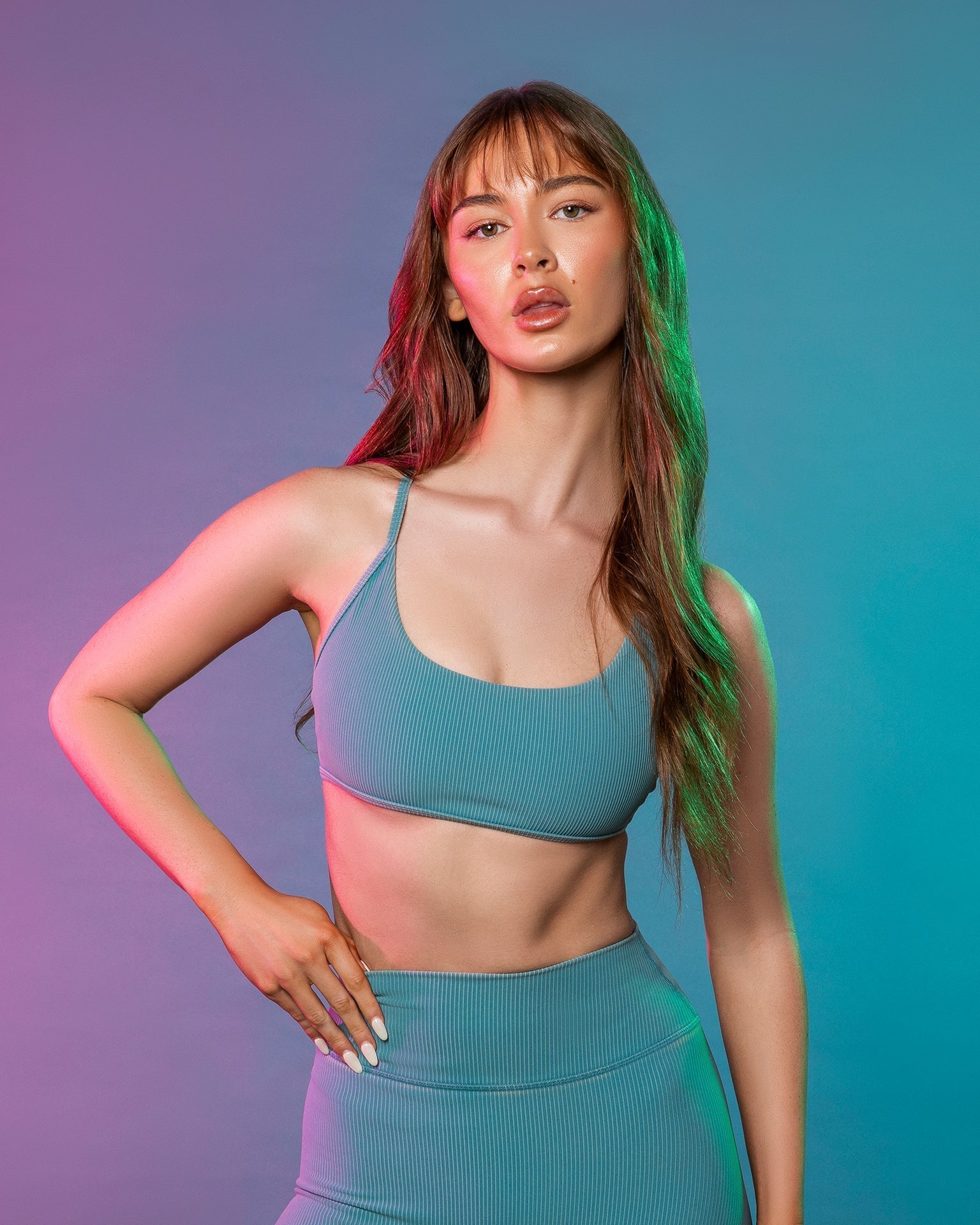 Muscle Nation Sports Bras Essence Vintage Rib Bralette - Washed Harbour