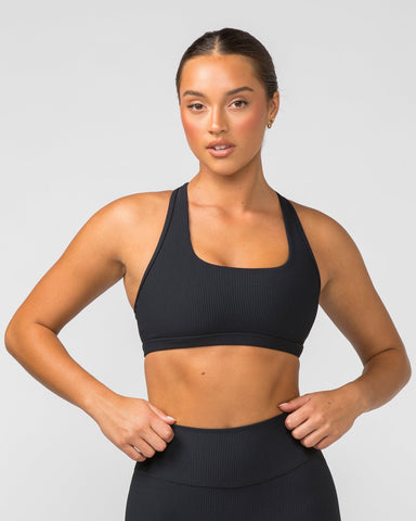 Muscle Nation Sports Bras Flex Rib Bra - Black