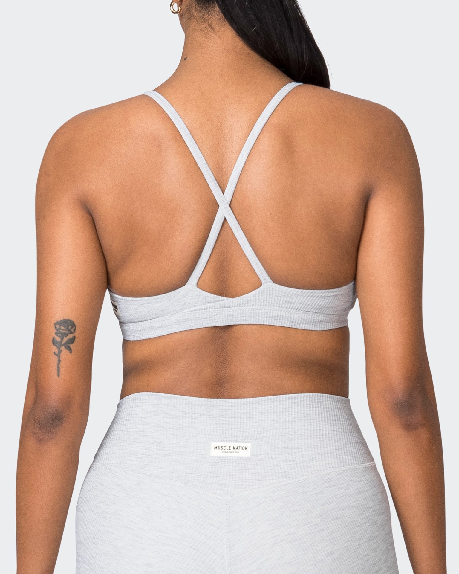 Muscle Nation Sports Bras Levitate Rib Bralette - Quiet Grey Marl