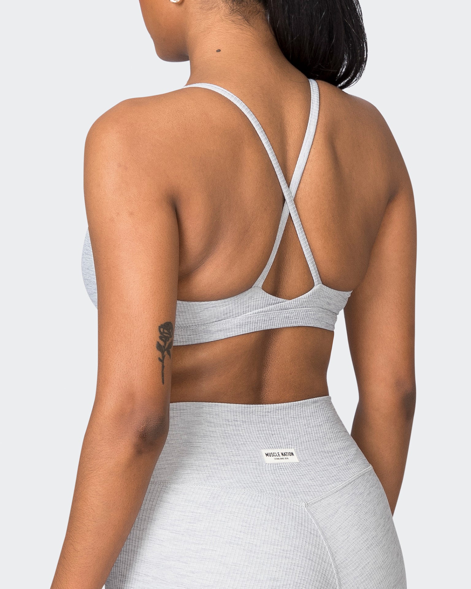 Muscle Nation Sports Bras Levitate Rib Bralette - Quiet Grey Marl