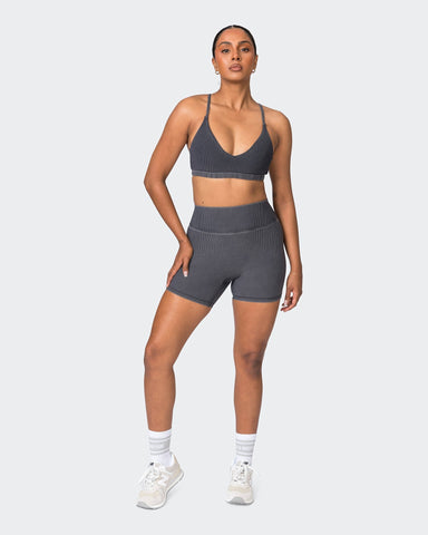 Muscle Nation Sports Bras Levitate Vintage Rib Bralette - Washed Black