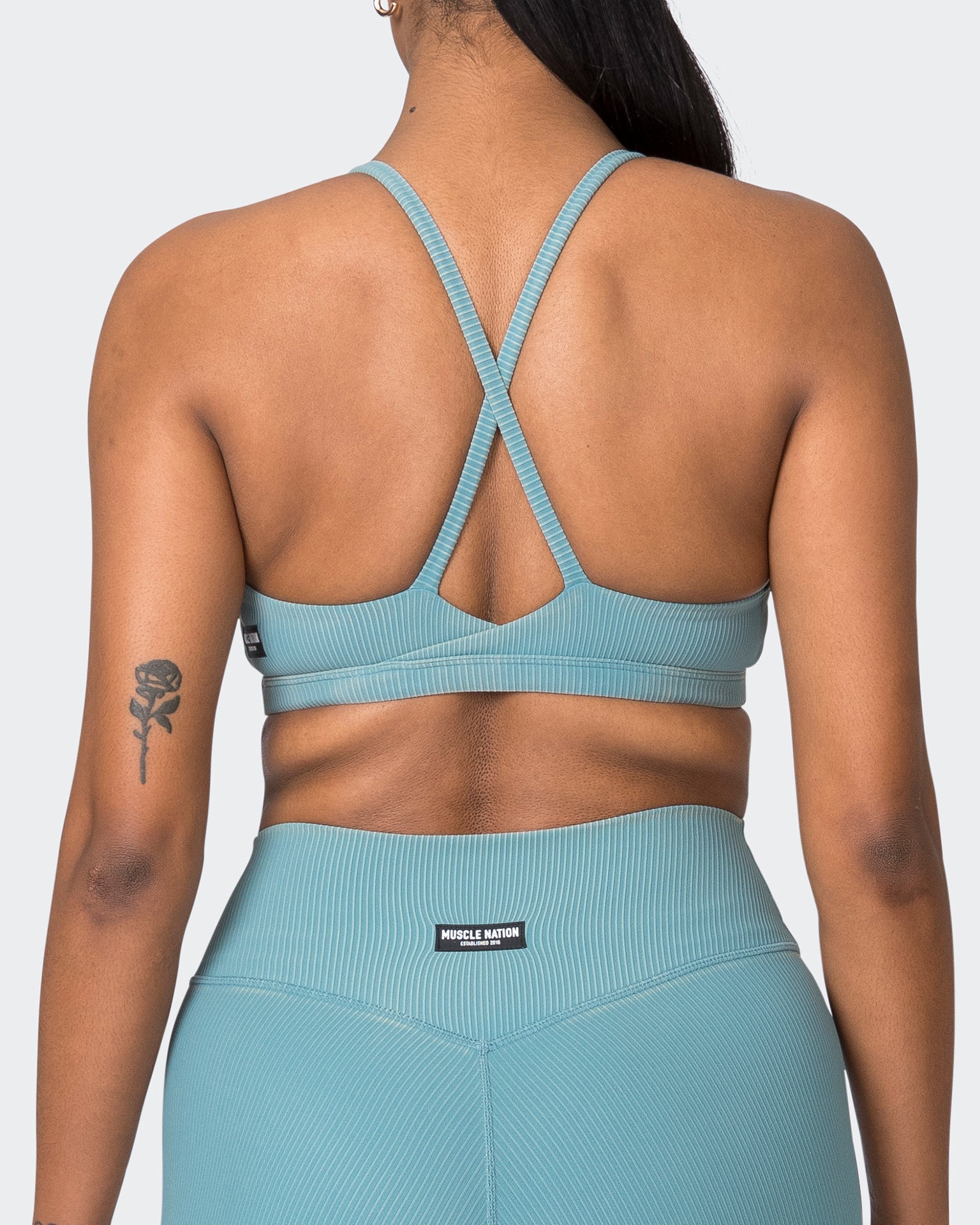 Muscle Nation Sports Bras Levitate Vintage Rib Bralette - Washed Harbour